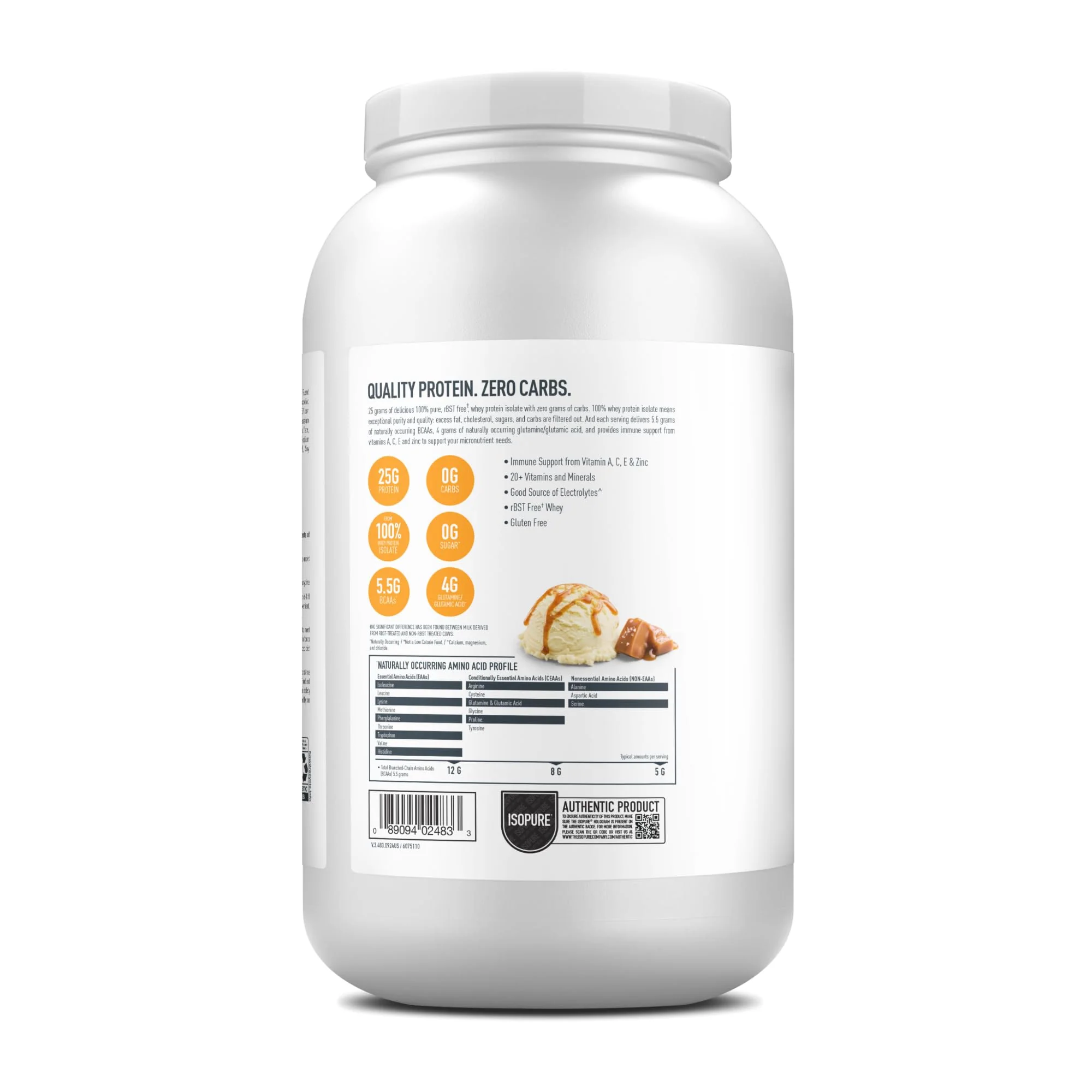 Isopure Zero Carb 100% Pure Whey Isolate Protein Powder, Lactose Free, Gluten Free, With Vitamins, Vanilla Salted Caramel, 25g Protein Per Serving, 3 Lbs, 42 Servings (Packaging May Vary) - Image 10