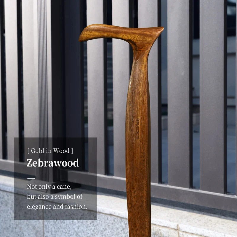 ispuoocti Wooden Walking Cane for Men and Women -Natural Solid Wood, 3 Rubber Tips, Heavy Duty, with Travel Bag- Wooden Walking Stick, Ergonomic Canes for Seniors Unisex Walking Canes - Image 2