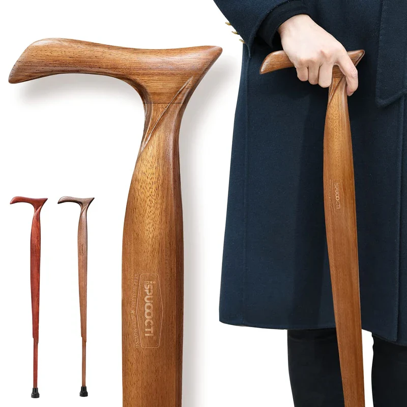 ispuoocti Wooden Walking Cane for Men and Women -Natural Solid Wood, 3 Rubber Tips, Heavy Duty, with Travel Bag- Wooden Walking Stick, Ergonomic Canes for Seniors Unisex Walking Canes - Image 8