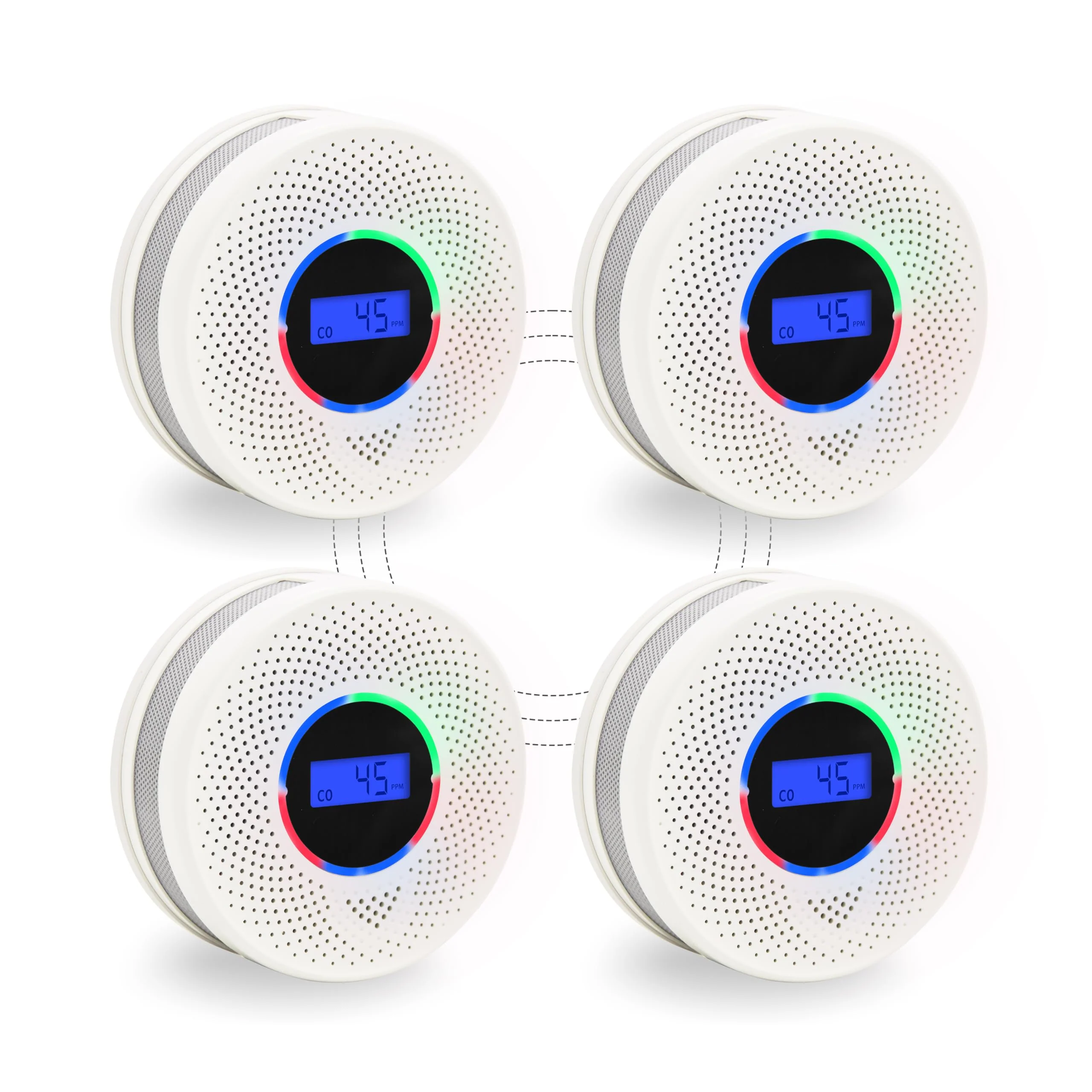 JAEHSKA Upgraded Interlinked Smoke and CO Detector Battery Powered&10-Year Battery Wireless Interconnected Smoke and CO Alarm, Home Fire & CO Safety Protection (Include Battery)(4Pack)