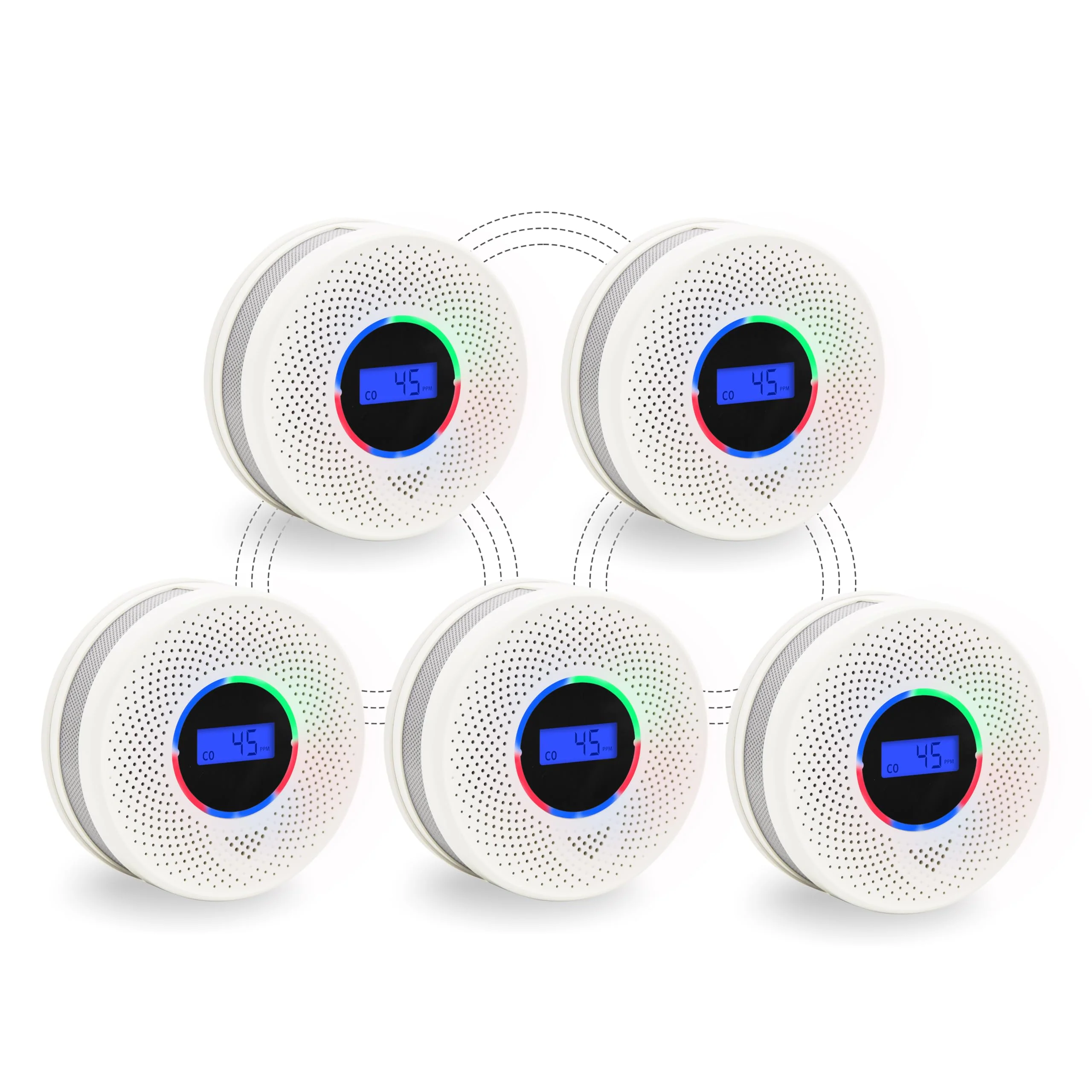 JAEHSKA Upgraded Interlinked Smoke and CO Detector Battery Powered&10-Year Battery Wireless Interconnected Smoke and CO Alarm, Home Fire & CO Safety Protection (Include Battery)(5Pack)