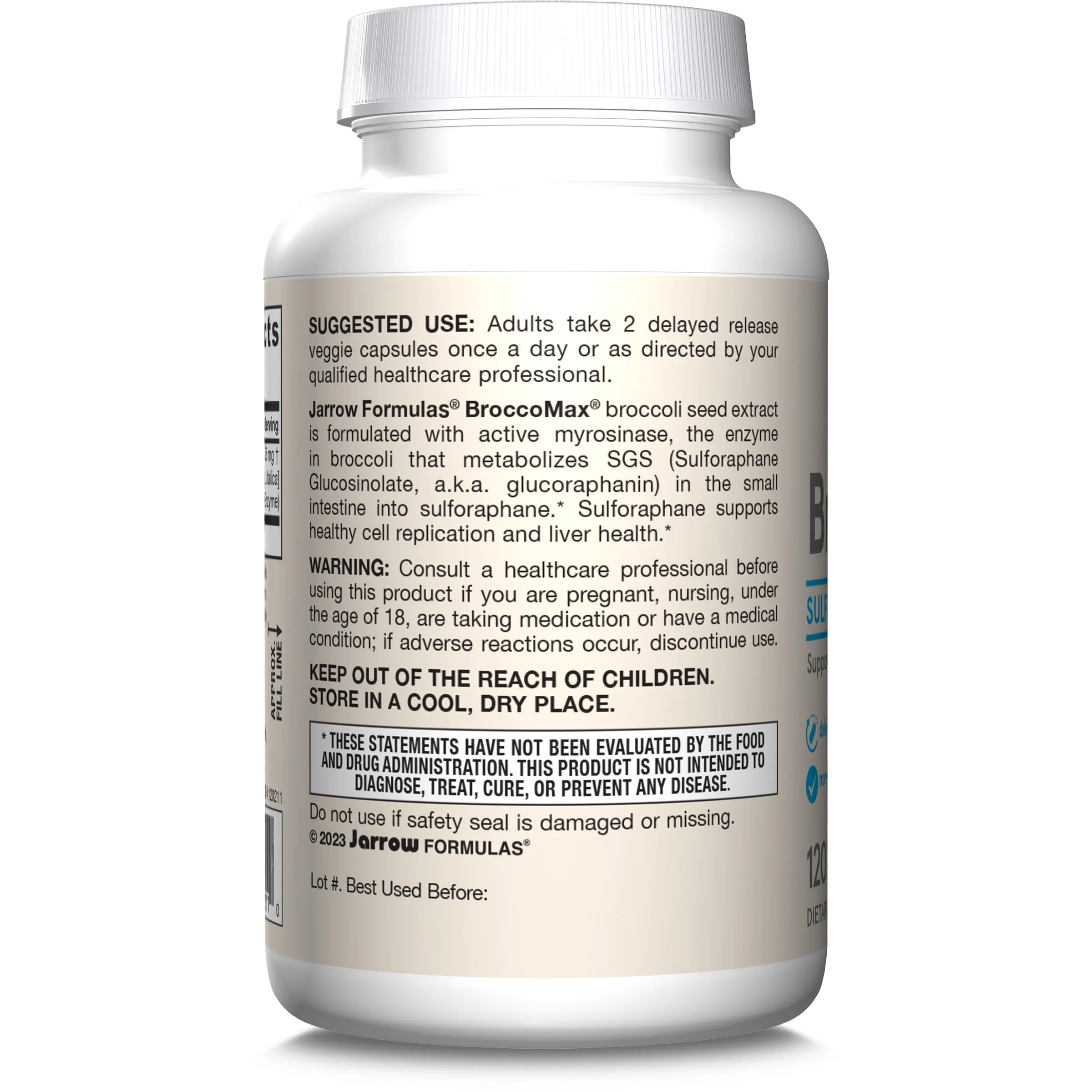 Jarrow Formulas BroccoMax Sulforaphane Generator 35 mg With Sulforaphane Glucosinolate and Myrosinase, Dietary Supplement for Liver Health Support, 120 Delayed Release Veggie Capsules, 60 Day Supply - Image 2