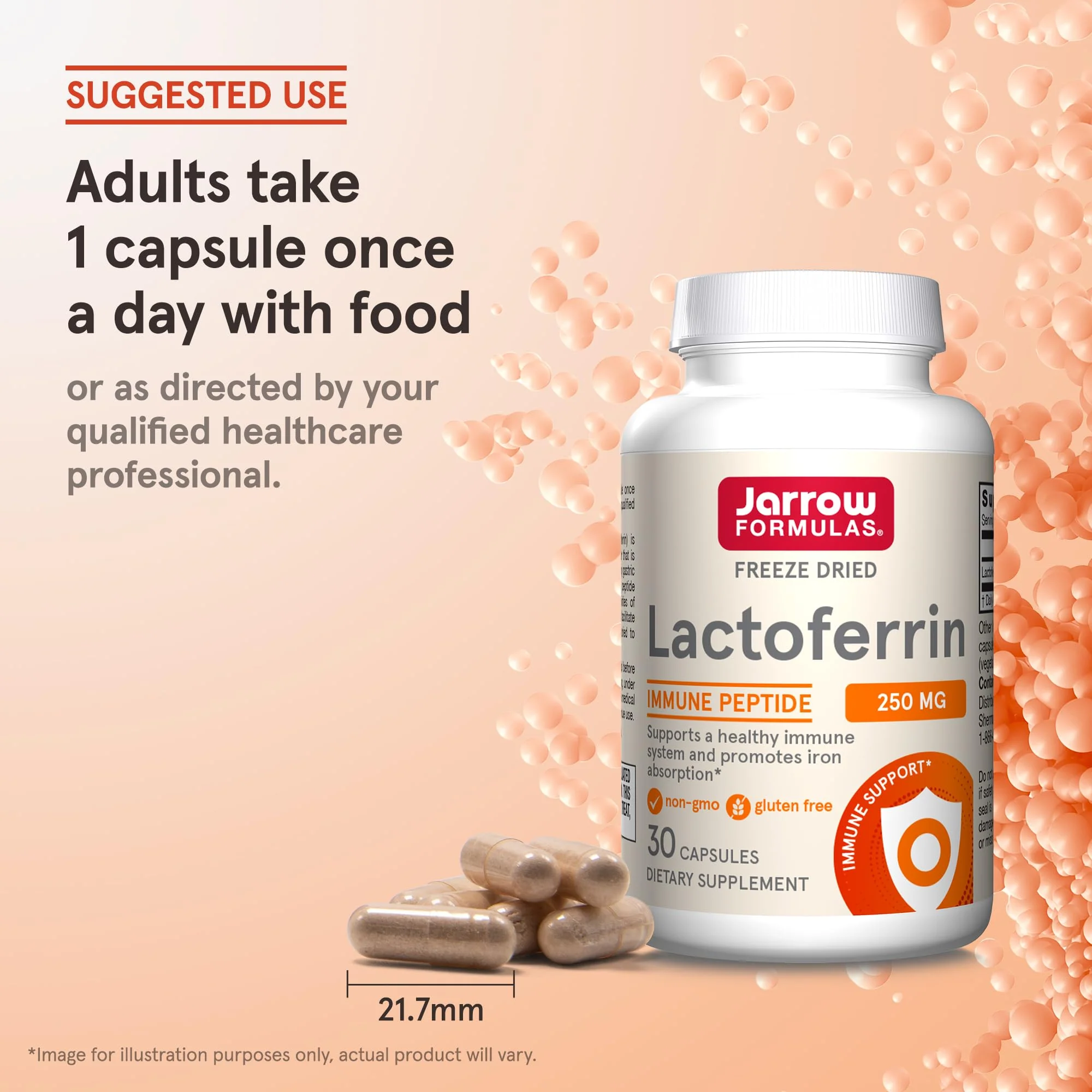 Jarrow Formulas Lactoferrin 250 mg - Immune-Supporting Glycoprotein - For Healthy Immune System Support & Iron Absorption - Freeze Dried - Gluten Free - Non-GMO - 30 Capsules (Servings) - Image 5