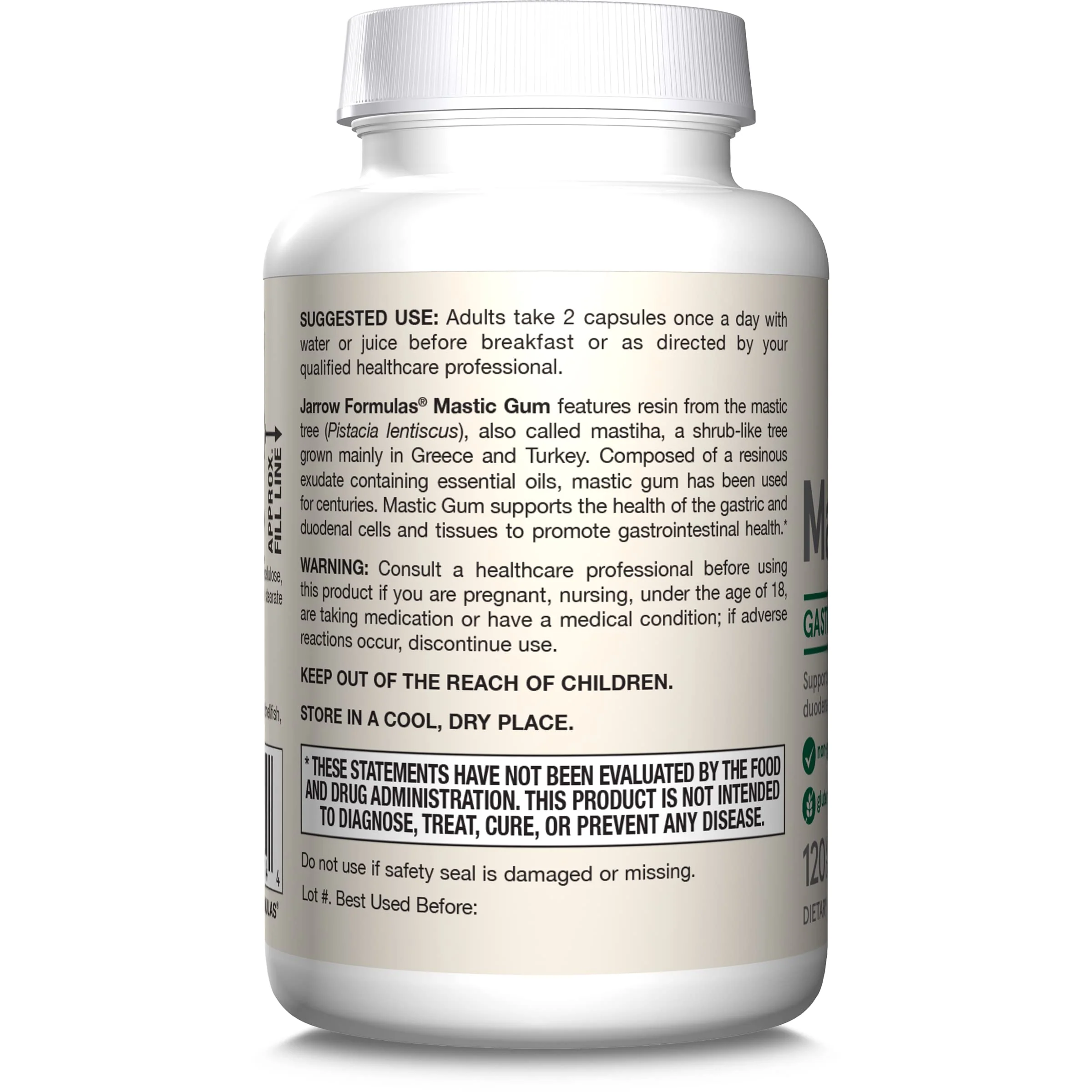 Jarrow Formulas Mastic Gum 1000 mg, Dietary Supplement for Gastrointestinal Health Support, 120 Veggie Capsules, 60 Day Supply - Image 3