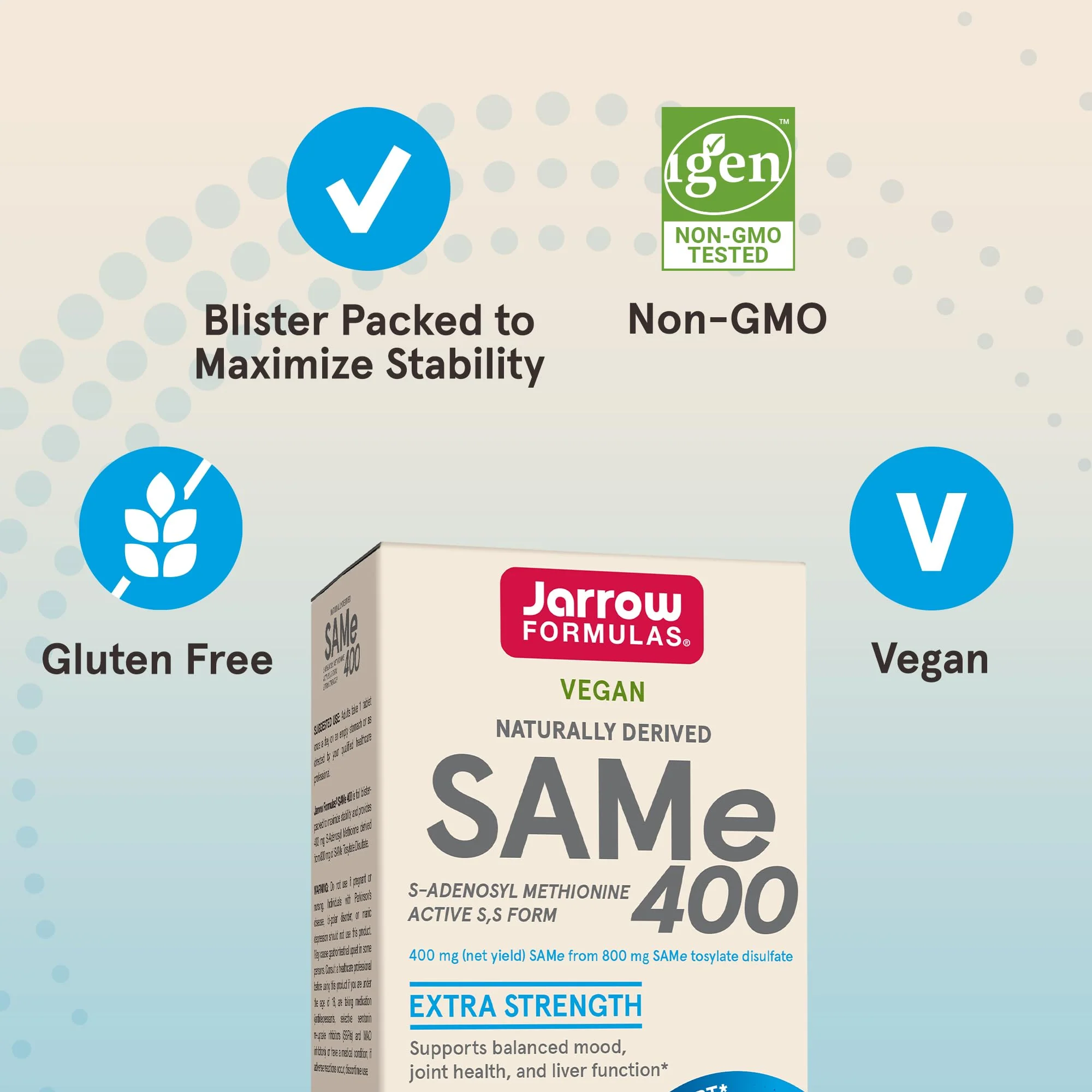 Jarrow Formulas SAMe 400 mg, Supports Joint Health, Liver Function, Brain Metabolism, 60 Tablets, Up To a 60 Day Supply - Image 8