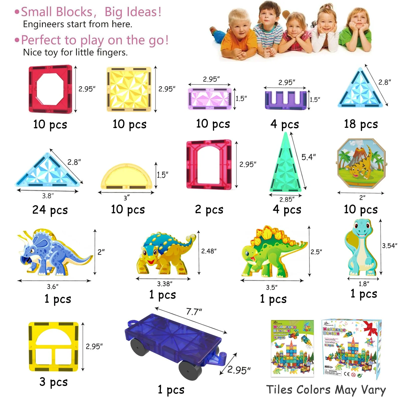 Jasonwell 110PCS Magnetic Tiles Building Blocks Set for Boys Girls Preschool Educational Magnet Construction Kit Stacking STEM Toys Christmas Birthday Gifts for Kids Toddlers 3 4 5 6 7 8 9 + Year Old - Image 6
