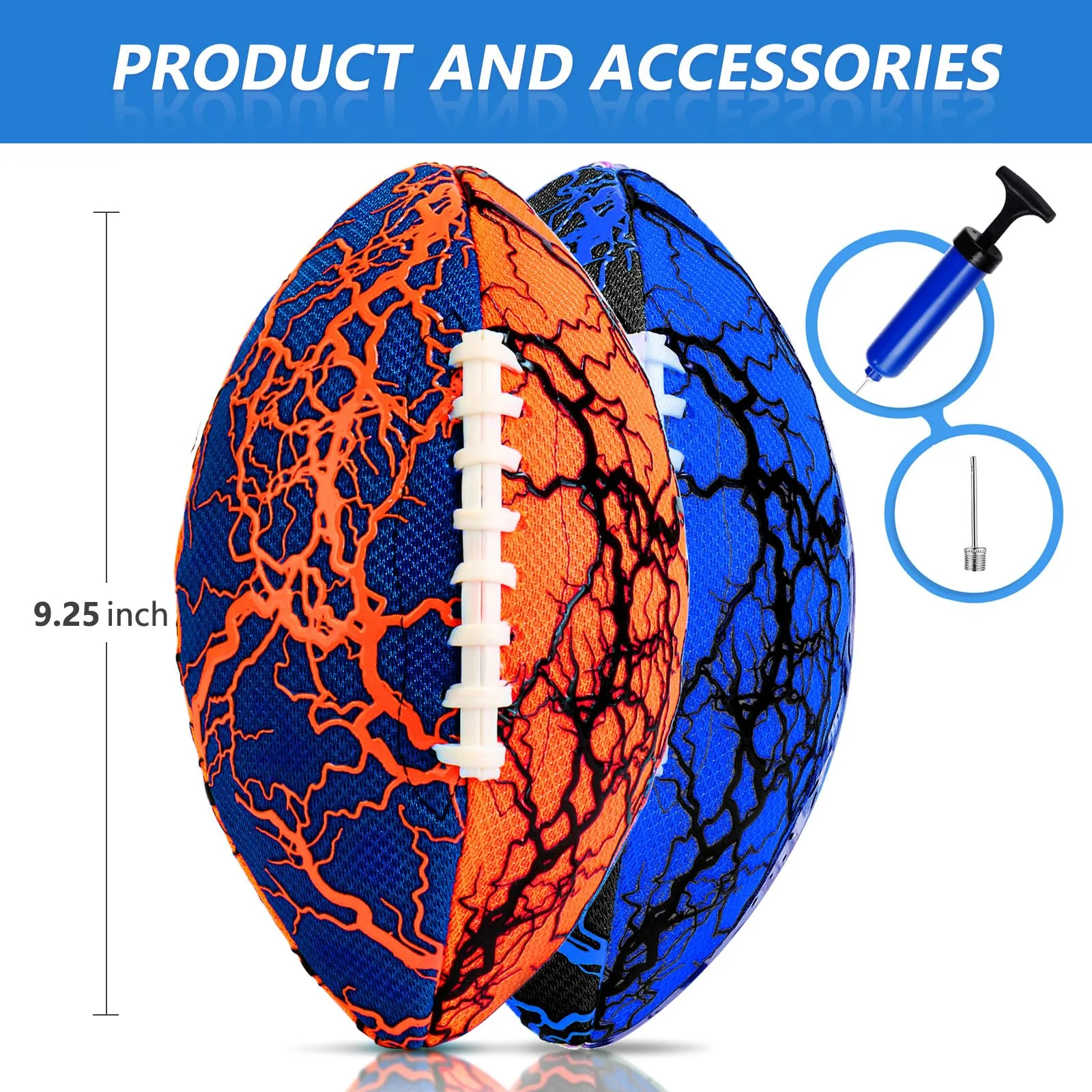 Jasonwell Pool Beach Water Football - 2Pack Strong Grip Waterproof Football for All-Weather Play Pool Toys Beach Games Outdoor Sports Toy Christmas Birthday Gifts for Kids Boys Teens Adults (ORN&BU) - Image 2