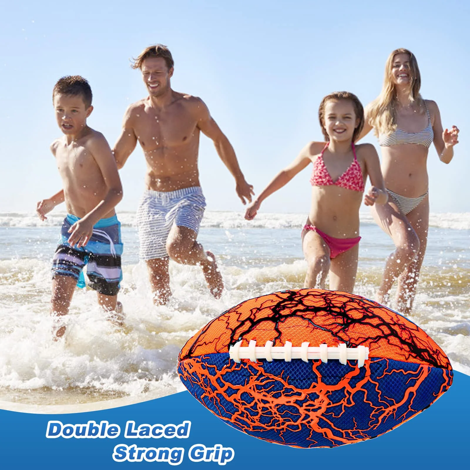 Jasonwell Pool Beach Water Football - 2Pack Strong Grip Waterproof Football for All-Weather Play Pool Toys Beach Games Outdoor Sports Toy Christmas Birthday Gifts for Kids Boys Teens Adults (ORN&BU) - Image 7