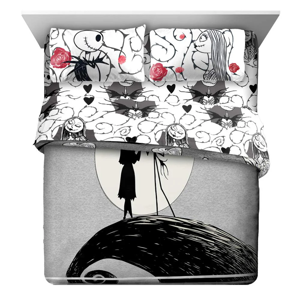 Jay franco Disney Nightmare Before Christmas Moonlight 7 Pc Jay franco Queen Bed Set-Includes Reversible Comforter&Sheet Set-Features Jack&Sally-Super Soft Fade Microfiber-(Official Disney Product) - Image 8