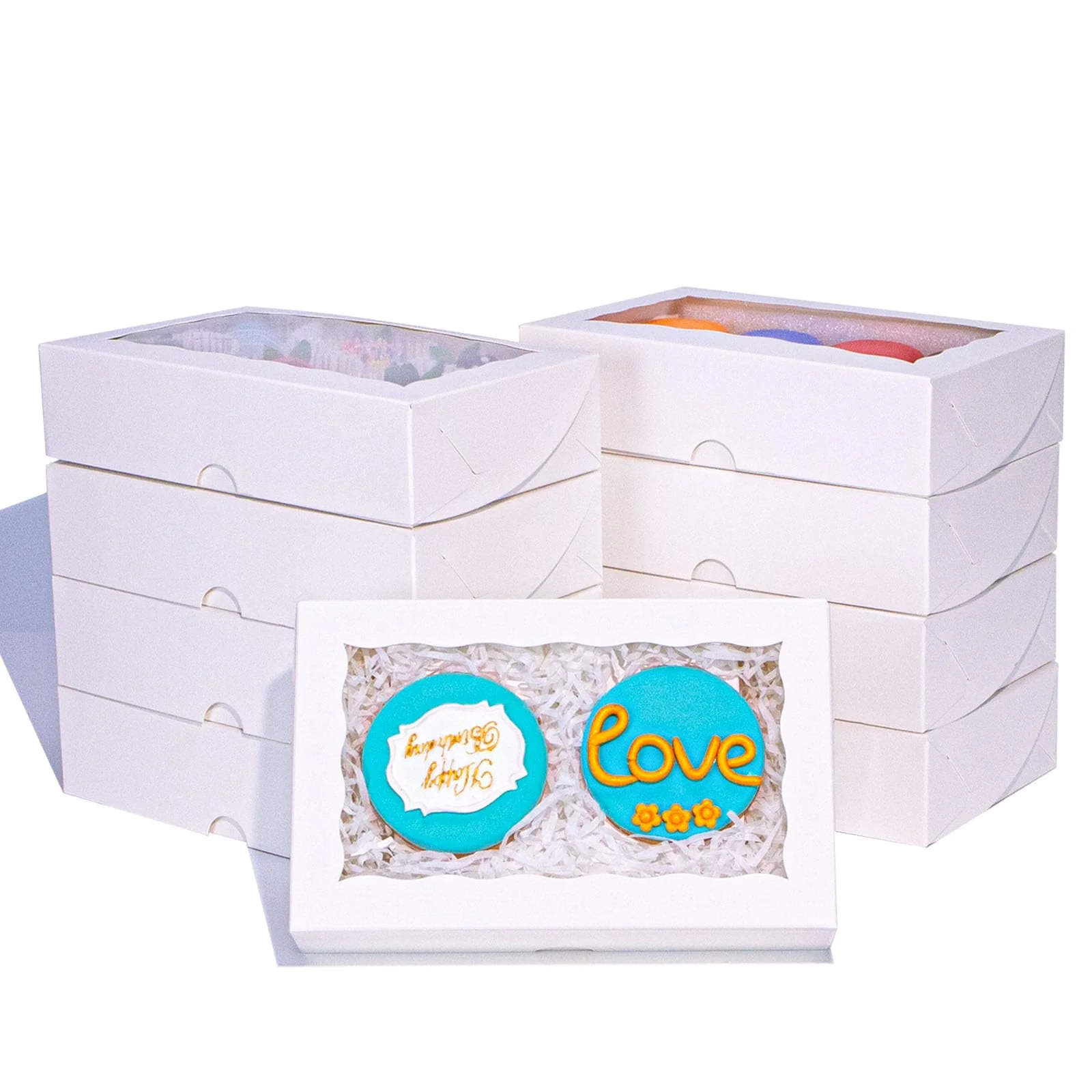 JCXGRVC 50PCS 8x5x2 Inch Chocolate Covered Strawberries Boxes Bakery Boxes with Window for Chocolate Truffle,Donut, Browines Cookies,Cakesickle &Christmas Valentine's Easter Mother's Day