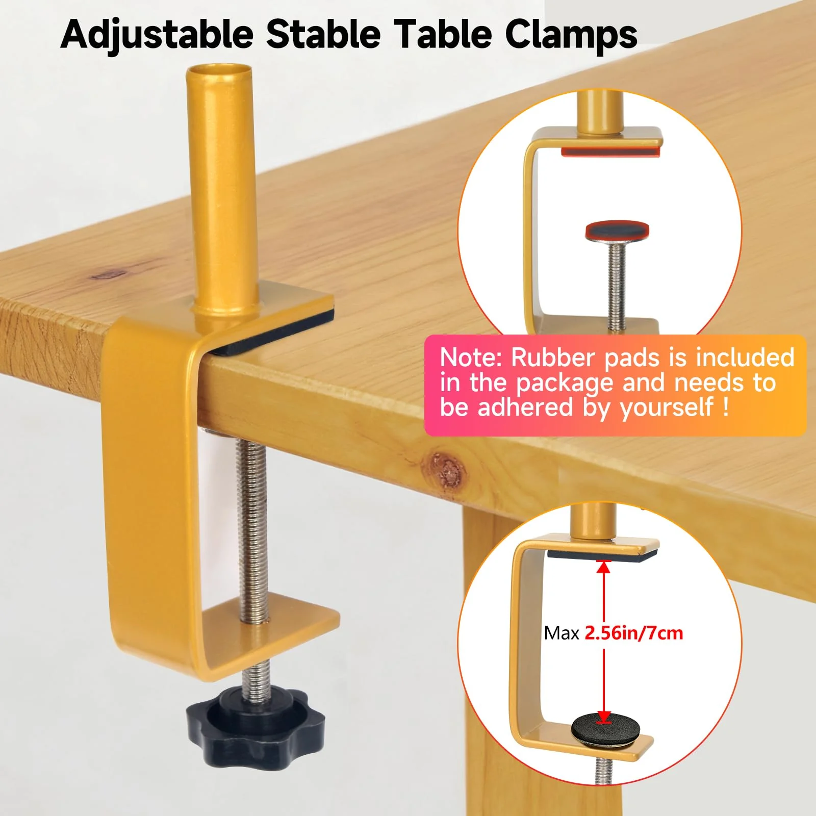 JEBUTU Over The Table Rod Stand with Clamps Adjustable 47"-98" Length 30"-43" Height Gold Table Arch Stand Hanging for Decoration Flowers Display Wedding Birthday Party Halloween Christmas - Image 7