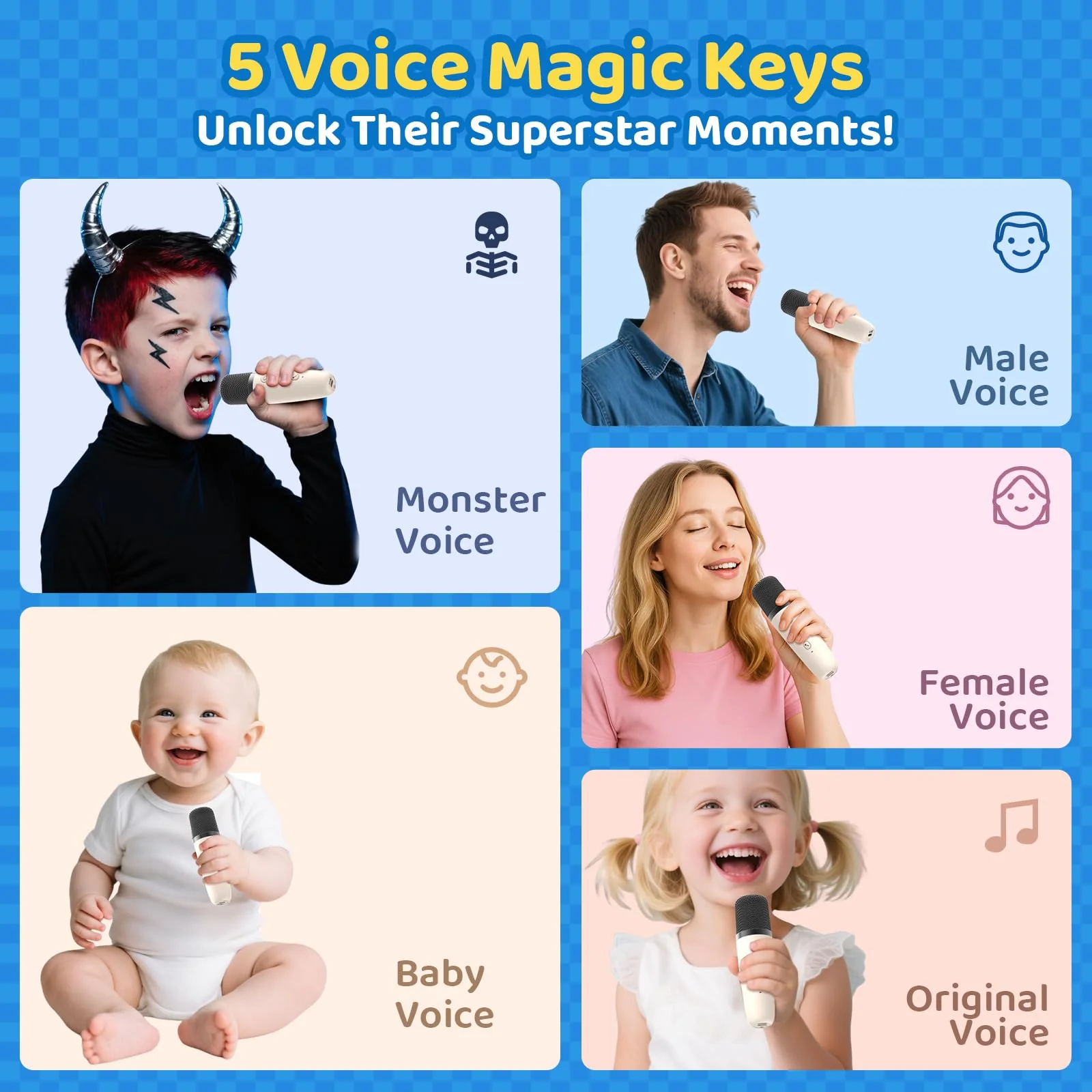 Jeefu Karaoke Machine for Kids, Toys for 3-12 Years Old Girls Gifts, Kids Karaoke Microphone Machine Toy, Best Fun Christmas Birthday Gifts for 5 6 7 8 9 10 11 Years Teens Girl Boys Beige 2 Mic - Image 4