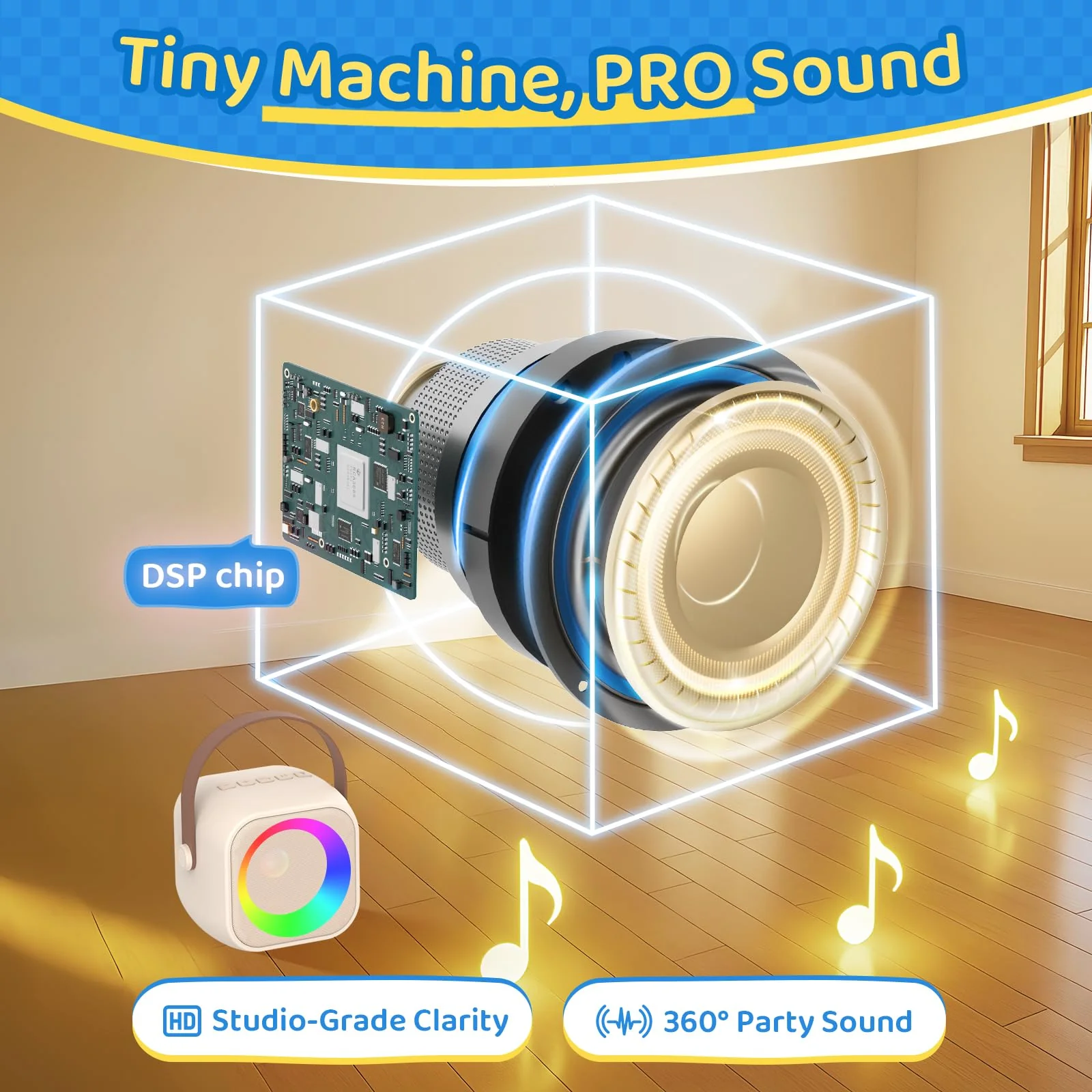 Jeefu Karaoke Machine for Kids, Toys for 3-12 Years Old Girls Gifts, Kids Karaoke Microphone Machine Toy, Best Fun Christmas Birthday Gifts for 5 6 7 8 9 10 11 Years Teens Girl Boys Beige 2 Mic - Image 5