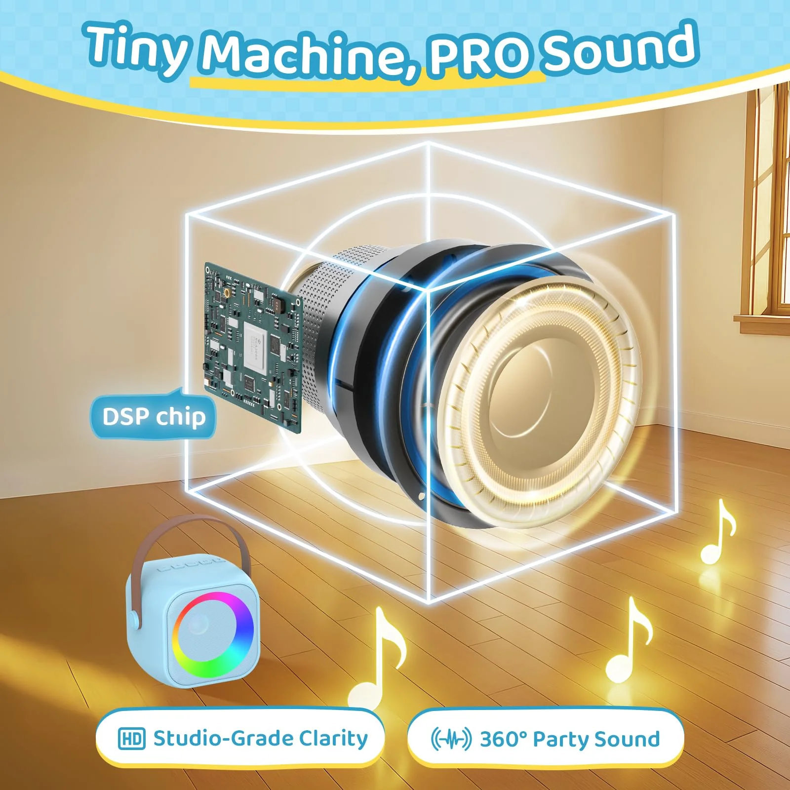Jeefu Karaoke Machine for Kids, Toys for 3-12 Years Old Girls Gifts, Kids Karaoke Microphone Machine Toy, Best Fun Christmas Birthday Gifts for 5 6 7 8 9 10 11 Years Teens Girl Boys Blue 2 Mic - Image 5