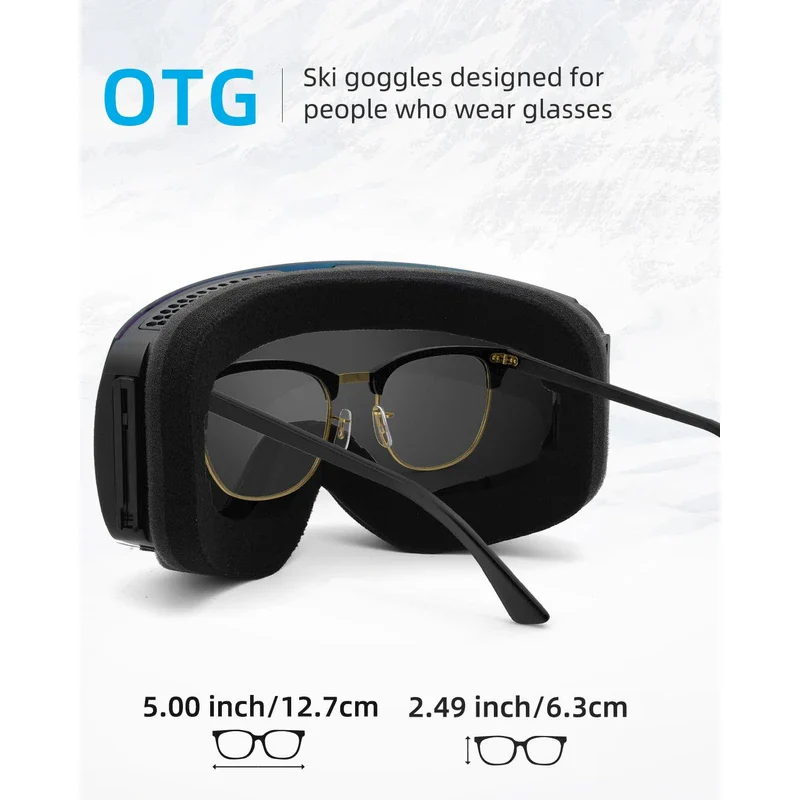 JetBlaze Ski Goggles Unisex OTG Ski Goggles with interchangeable lens and strap for spectacle wearers Snow Goggles Anti Fog Ski Snowboard Goggles Compatible Helmet Spherical Mirrored Silver Lens - Image 4