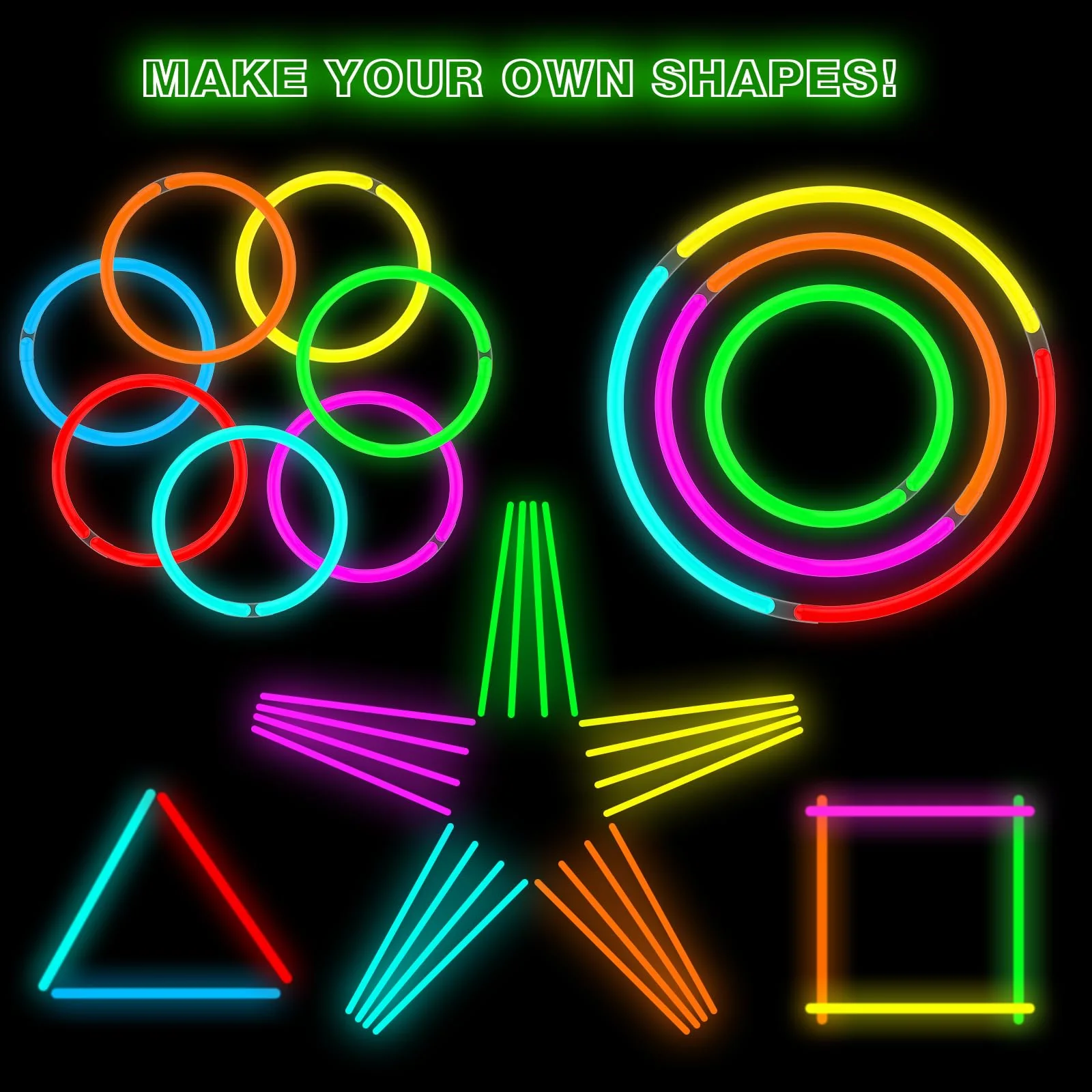 JICUICUI Ultra Bright Halloween Glow Sticks - 500PRO Party Pack with Connectors for Christmas, Neon Birthday and Holidays - Multicolor 8" Glow Sticks Necklaces Bulk - Image 2