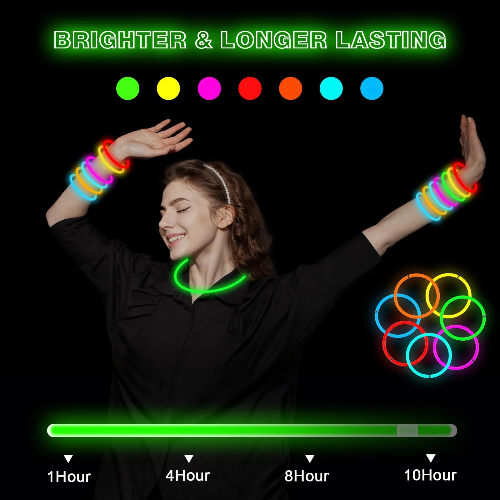 JICUICUI Ultra Bright Halloween Glow Sticks - 500PRO Party Pack with Connectors for Christmas, Neon Birthday and Holidays - Multicolor 8" Glow Sticks Necklaces Bulk - Image 3