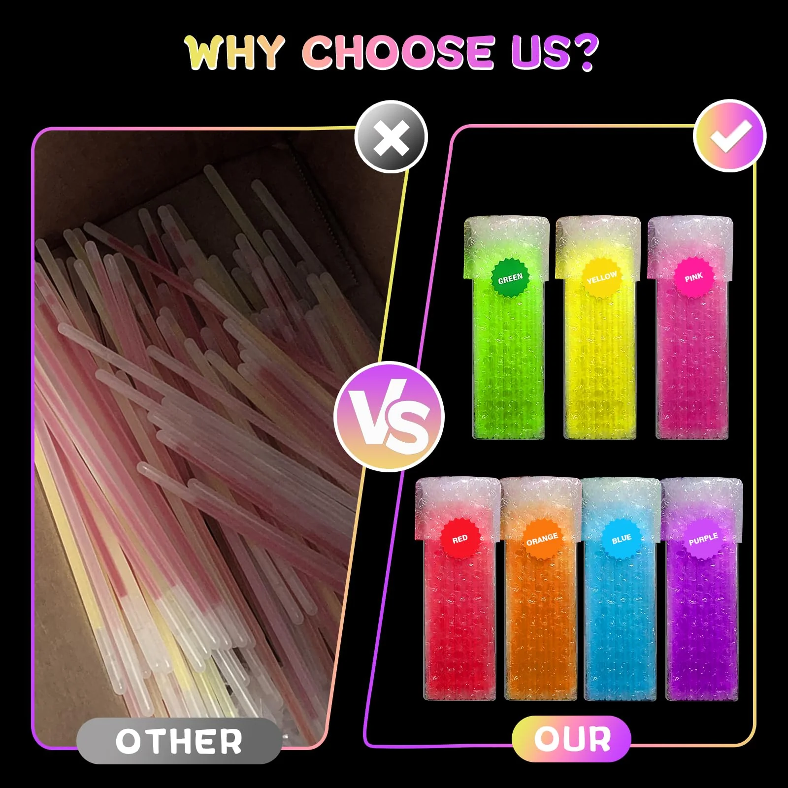 JICUICUI Ultra Bright Halloween Glow Sticks - 500PRO Party Pack with Connectors for Christmas, Neon Birthday and Holidays - Multicolor 8" Glow Sticks Necklaces Bulk - Image 6