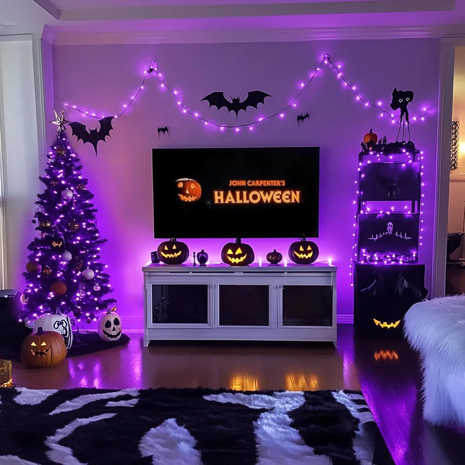 JMEXSUSS 250 LED Halloween String Lights, 91.5ft Purple Halloween Lights Outdoor Waterproof, 8 Lighting Modes Connectable Christmas Tree Light for Yard Patio Party Holiday Decorations - Image 5