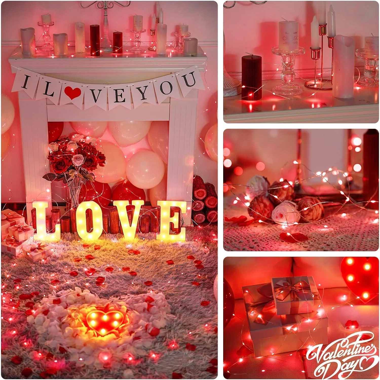 JMEXSUSS 8 Pack 50 LED Christmas Fairy Lights Battery Operated String Lights, 16ft Red Twinkle Fairy Lights Indoor Outdoor Waterproof for Mason Jars Bedroom Party Wedding Christmas Decorations - Image 4