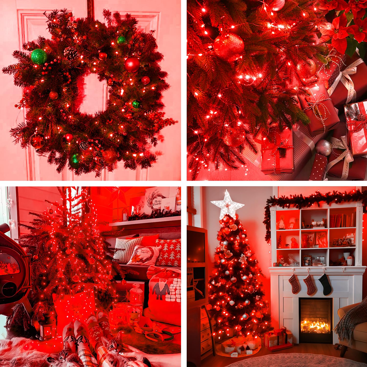 JMEXSUSS 8 Pack 50 LED Christmas Fairy Lights Battery Operated String Lights, 16ft Red Twinkle Fairy Lights Indoor Outdoor Waterproof for Mason Jars Bedroom Party Wedding Christmas Decorations - Image 7