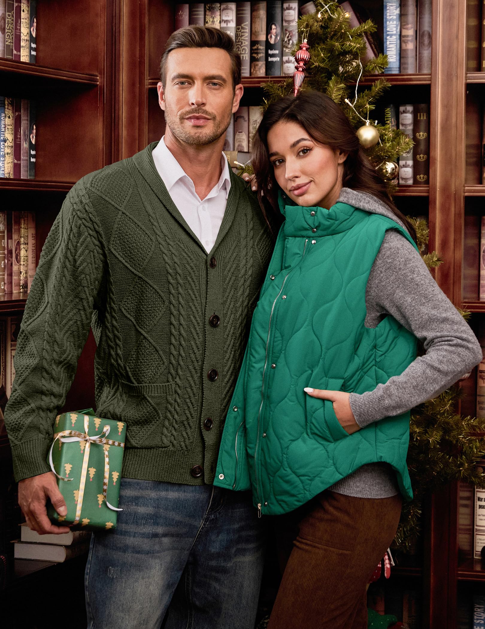 JMIERR Cardigan Sweaters for Men Fall Fashion 2025 Casual Long Sleeve Shawl Collar Button-Down Wool Blend Cable Knit Essentials Fisherman Christmas Sweater with Pockets,L,Green - Image 8