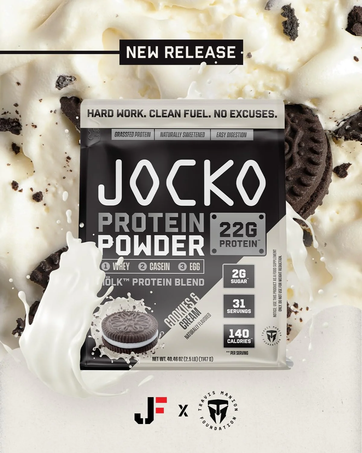 Jocko Fuel Mölk Whey Protein Powder - Keto, Probiotics, Digestive Enzymes, Amino Acids, Low Sugar Monk Fruit Blend - Supports Muscle Recovery & Growth (2.5 LB, Cookies & Cream) - Image 8