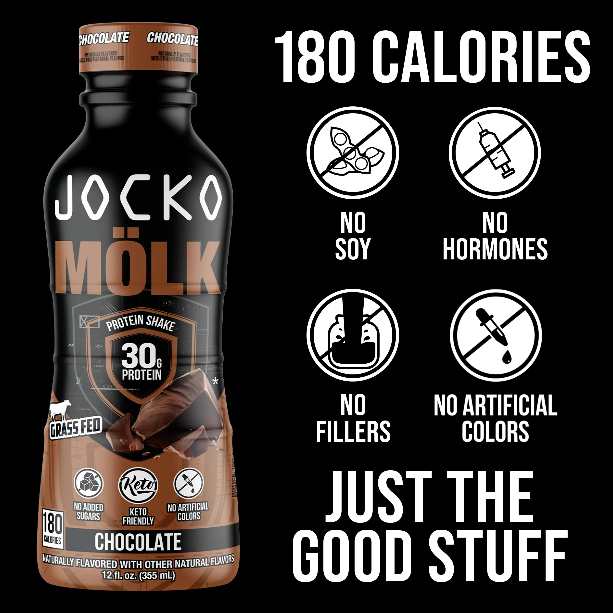 Jocko Mölk 30g Grass Fed Protein Shakes – No Added Sugar Protein Drinks KETO Friendly - Ready to Drink 12 FL Oz (Pack of 12) Chocolate - Image 7