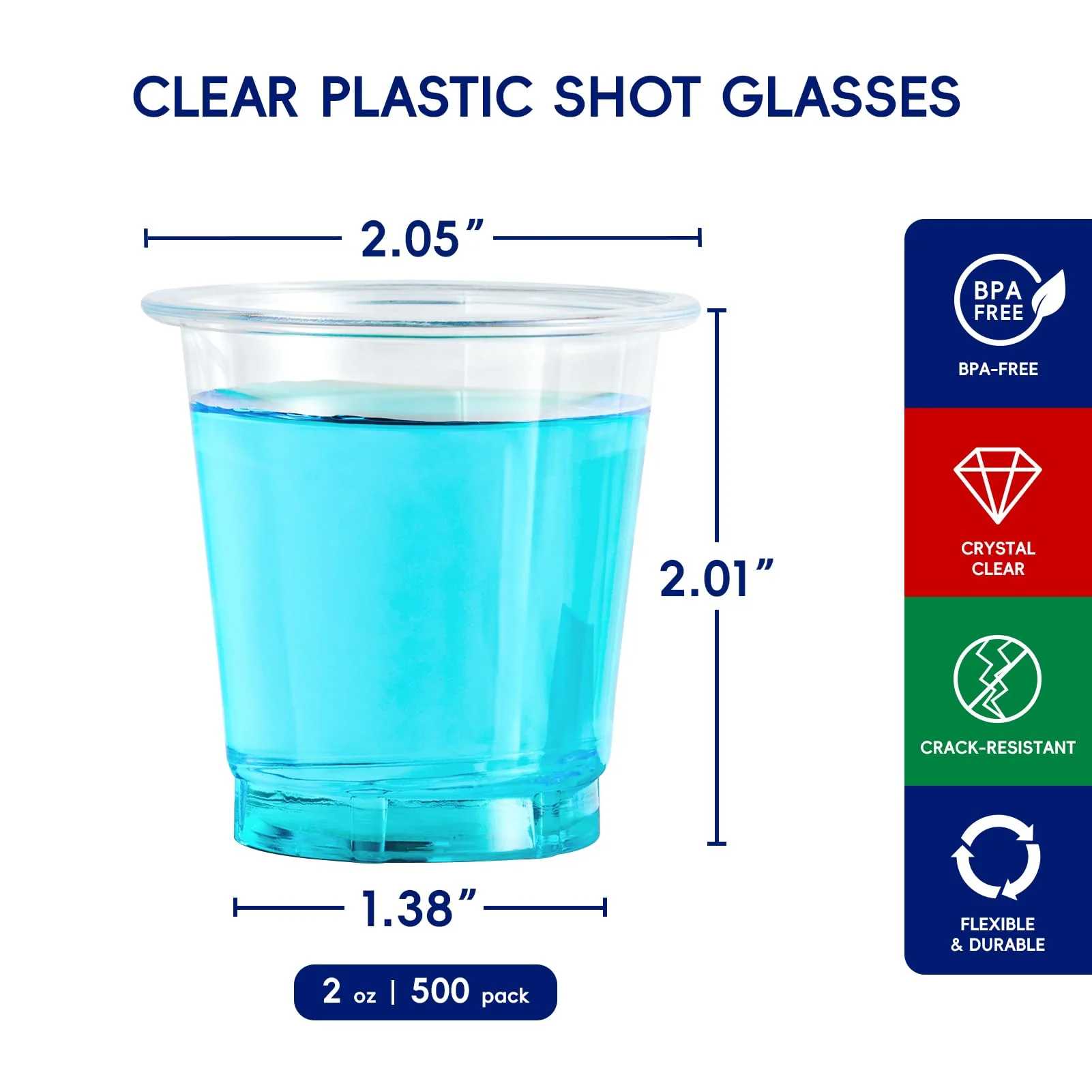 JOLLY CHEF 500 Pack 2 oz Plastic Shot Glasses, Clear Disposable Cups, Plastic Shot Cups Disposable for Jelly Shots, Wine Tasting, Food Samples,Thanksgiving Party, Wedding, Christmas - Image 8