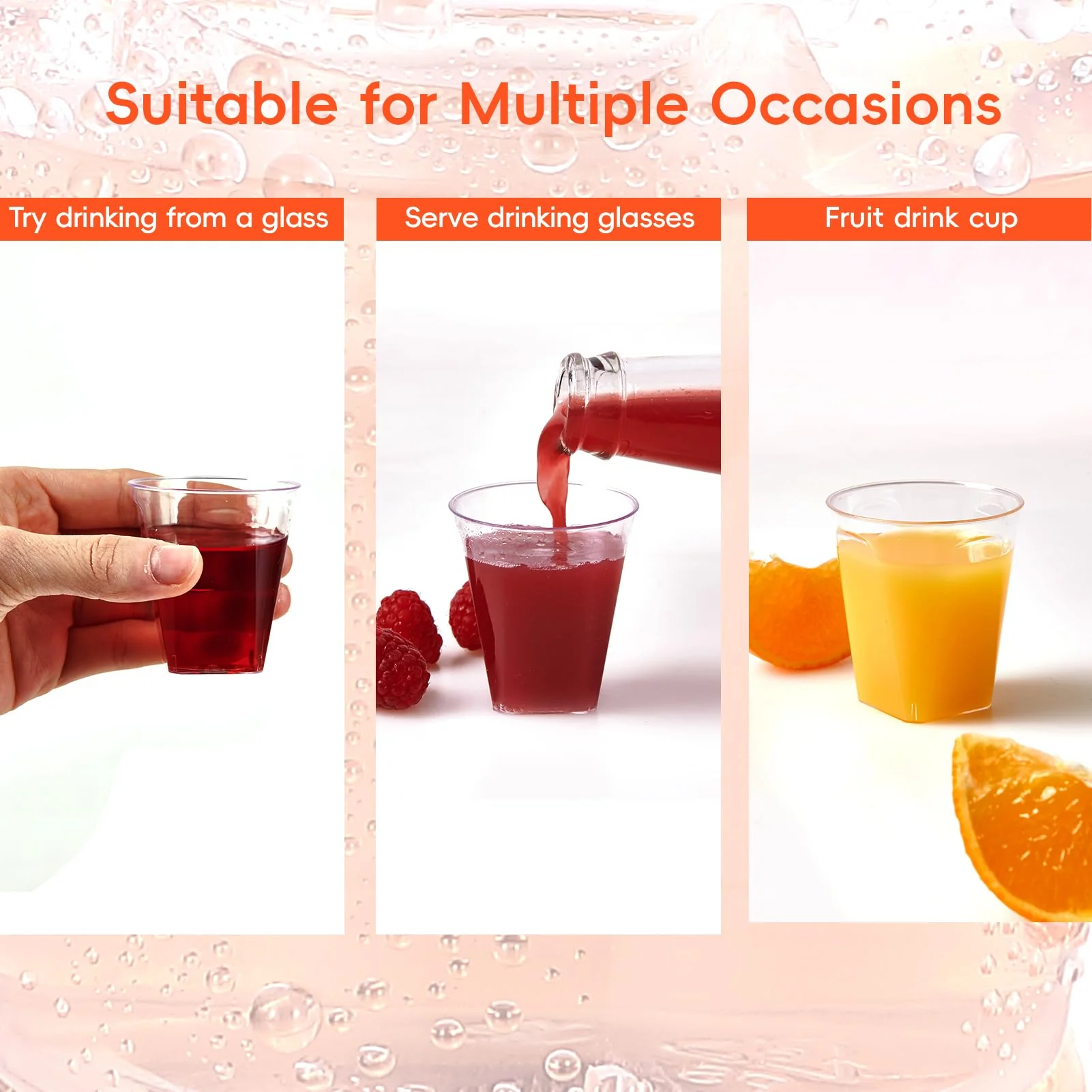 JOLLY CHEF 500 Pack 2 oz Plastic Shot Glasses Clear Disposable Plastic Cups Heavy-duty Party Glasses, Disposable Cups for Thanksgiving Christmas Halloween Party - Image 3