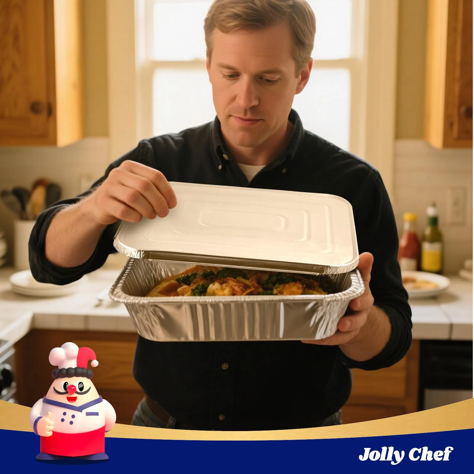 JOLLY CHEF 9x13 Aluminum Pans With Lids (25 Pack)- Disposable Foil Food Containers with Lids for Cooking, Heating, Storing, Prepping Food- Thanksgiving, Christmas, Parties - Image 4