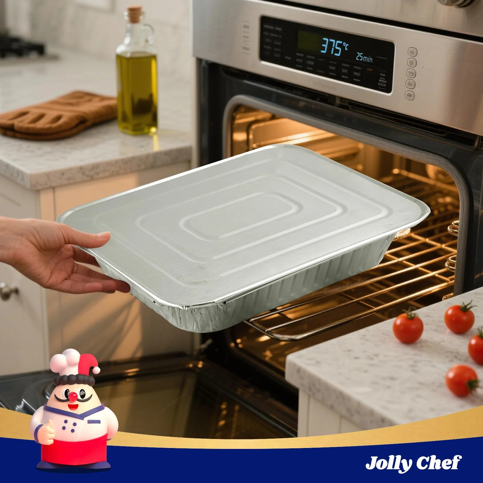 JOLLY CHEF 9x13 Aluminum Pans With Lids (25 Pack)- Disposable Foil Food Containers with Lids for Cooking, Heating, Storing, Prepping Food- Thanksgiving, Christmas, Parties - Image 7