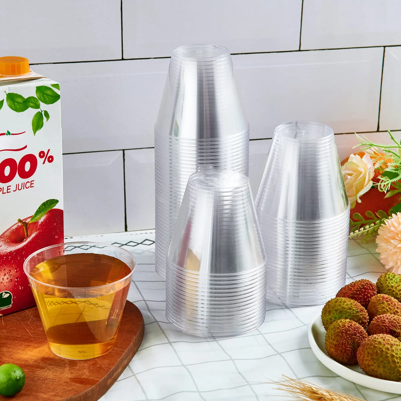 JollyPack 300 Pack Clear Plastic Cups 9 OZ Disposable Heavy-duty Drinking Cups for Christmas, Wedding, Home and Events - Image 3