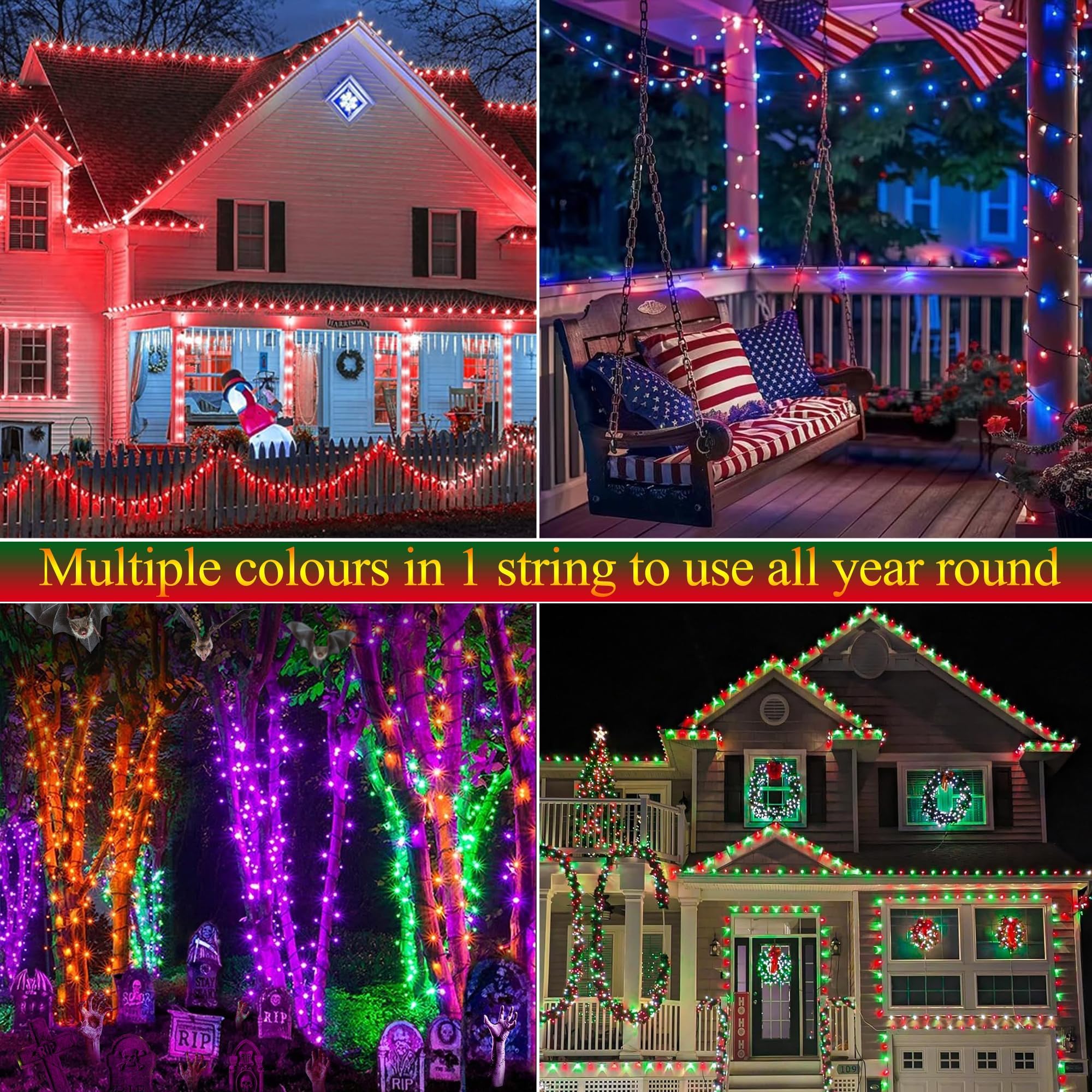 Joomer Christmas String Lights - 66FT 200LED RGB String Lights with Remote, Waterproof Outdoor Indoor with Timer Memory Function for Tree, Yard, Christmas Decor (Non-Connectable) - Image 5