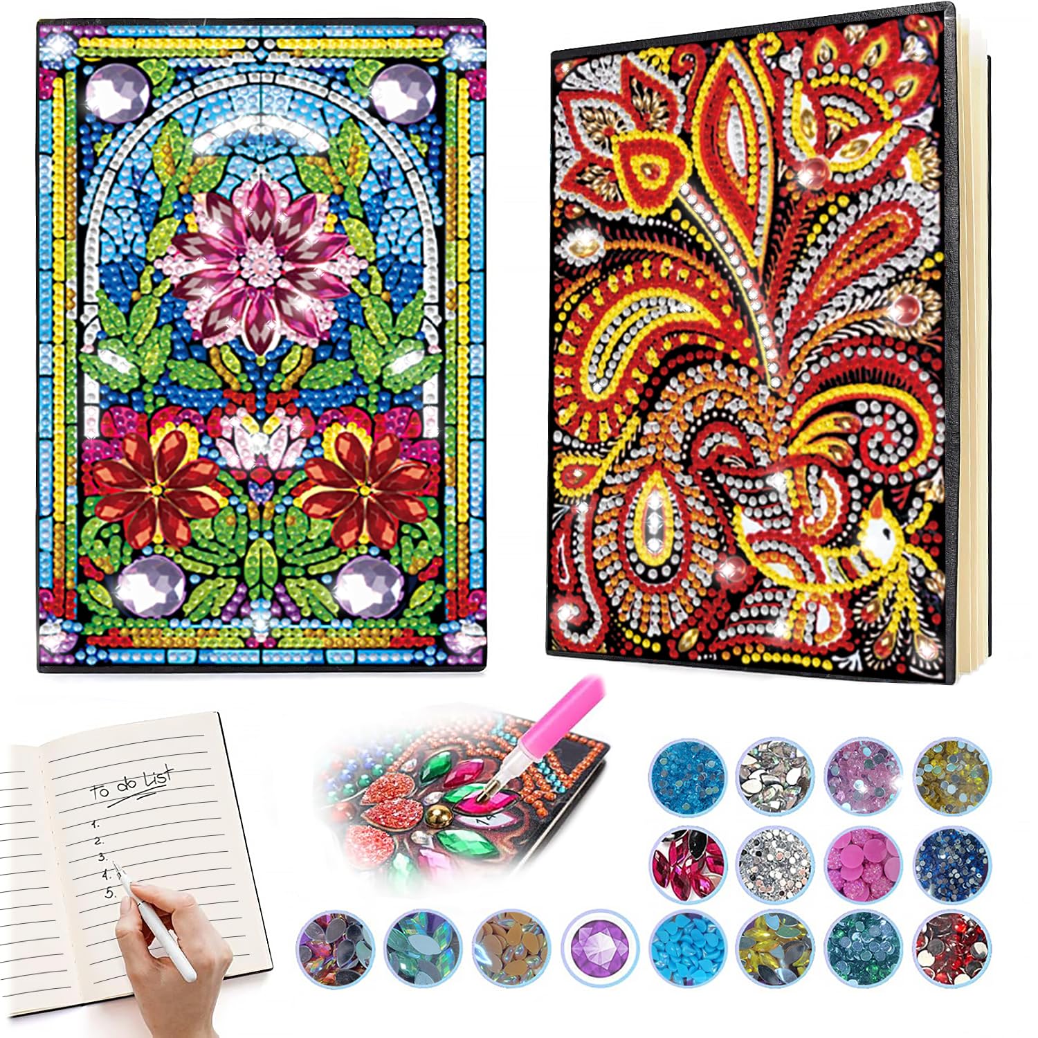 Josongslax Diamond Art Kits for Adults Teens, 4 Pack Diamond Painting Journals Notebooks, DIY 5D Gem Dots Art Crafts for Adults Clearance, Teenagers' Birthdays, Graduation, Christmas Gifts with Tools - Image 6