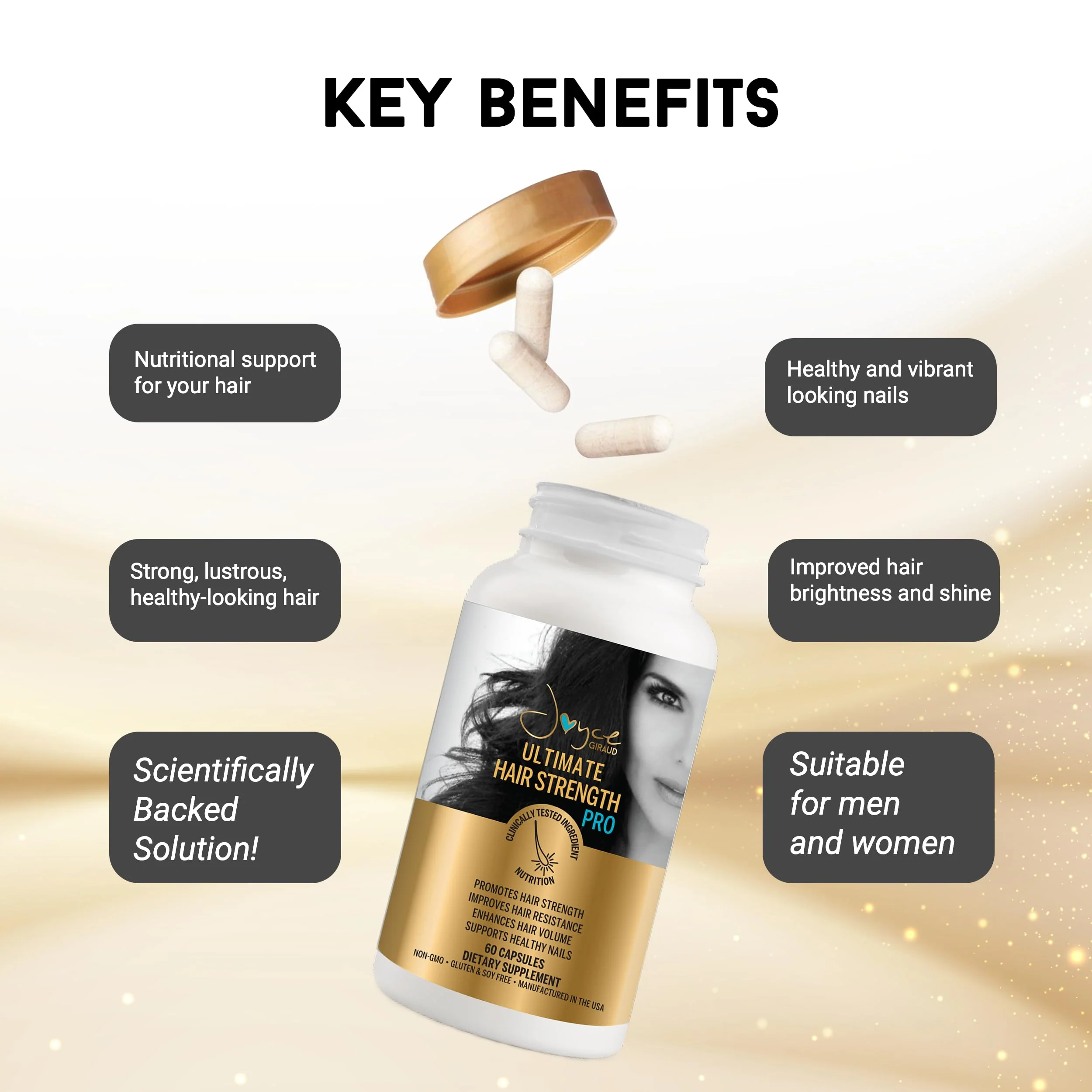 Joyce Giraud Ultimate Hair Strength Supplements 30-Day Supply, Scientifically Formulated to Reduce Hair Loss, 60 Capsules - Image 6