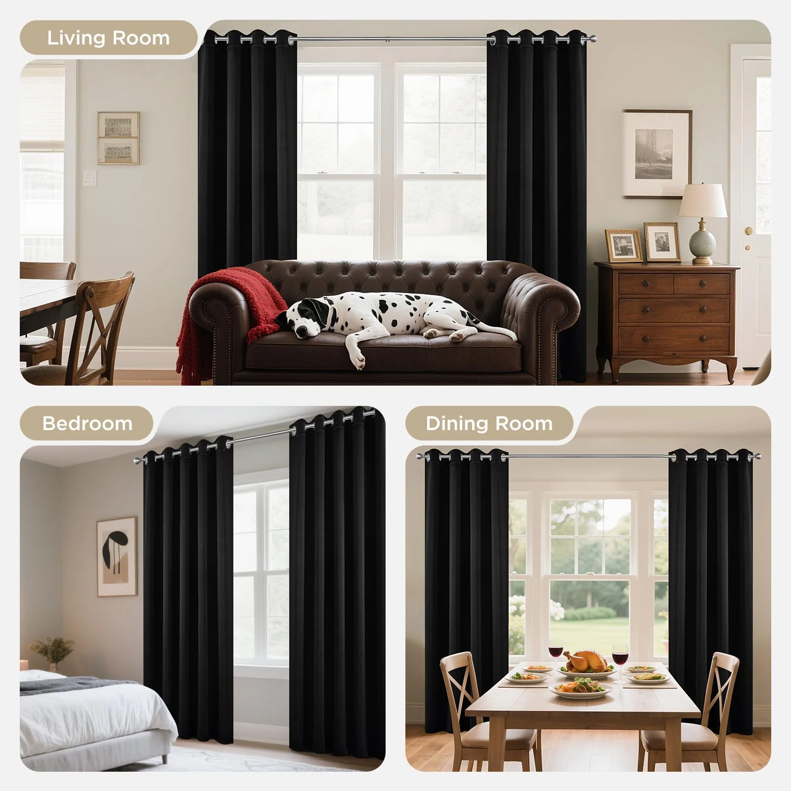 Joydeco Blackout Curtains 120 Inch Length 2 Panels Set, Thermal Insulated Long Curtains& Drapes 2 Burg, Christmas Drapes for Living Room Bedroom Window - Image 3