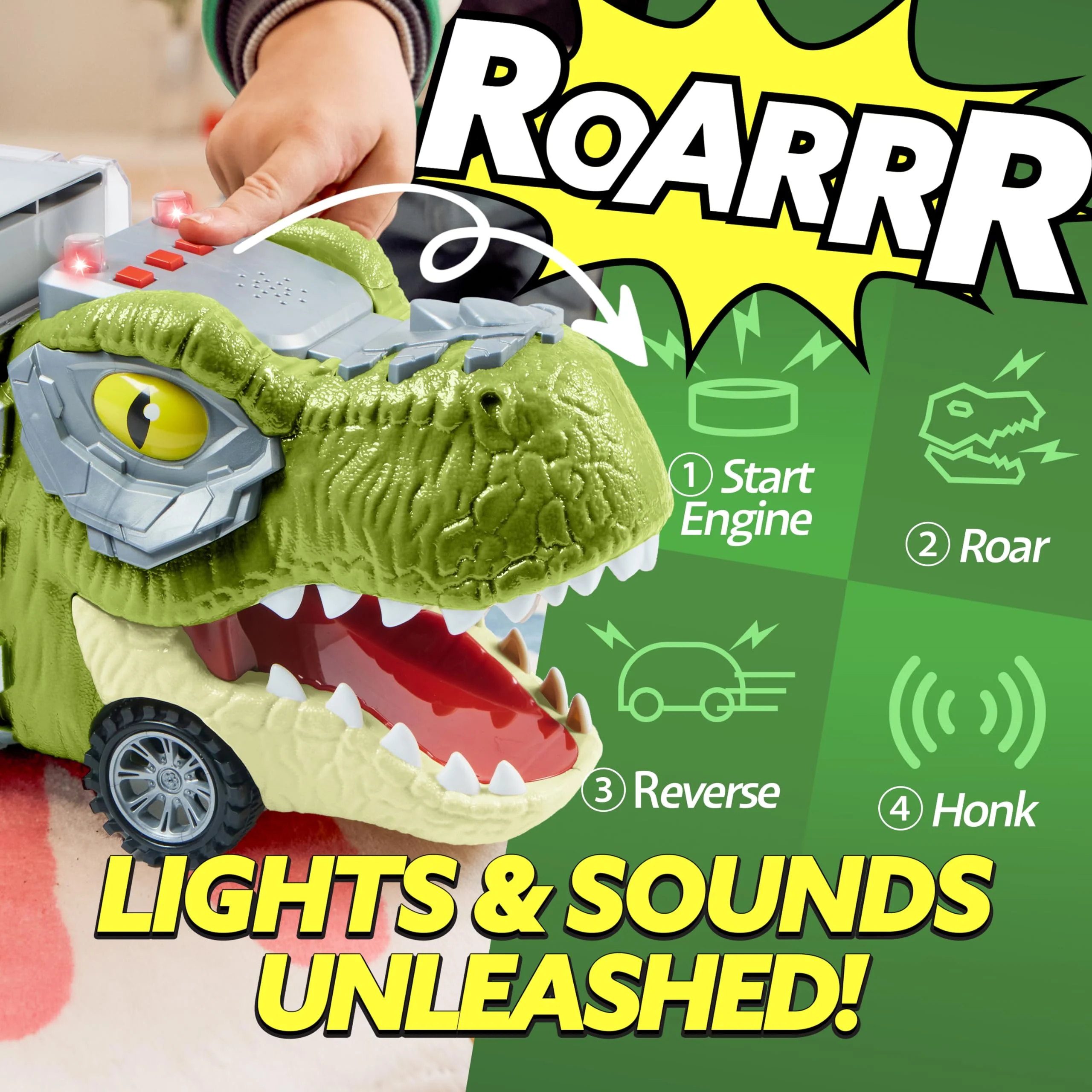 JOYIN 13 in 1 Dinosaur Toys for Kids 3-5, Dinosaur Truck with 12 Pull Back Cars, Birthday Gifts Toys for 3 4 5+ Year Old Boy, Transport Carrier Truck for Toddlers, Christmas Great Gifts for Grandkids - Image 9