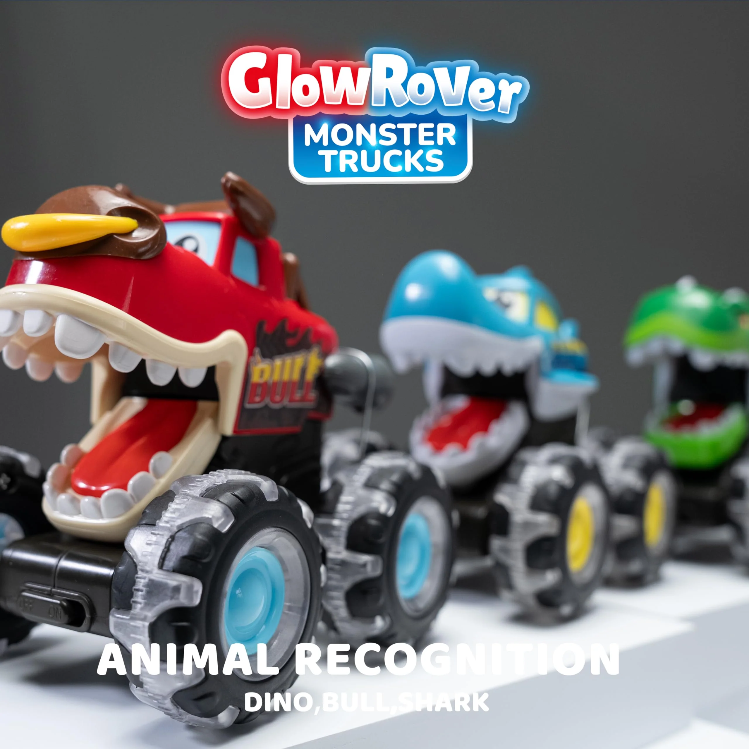 JOYIN 3 Pack Monster Truck Toy - Motion Activated Light-Up Cars for Toddlers - Monster Treads Lightning Wheels - Baby Toy Trucks - Press & Go Cars for Kids Boys Birthday Gifts for Christmas - Image 3
