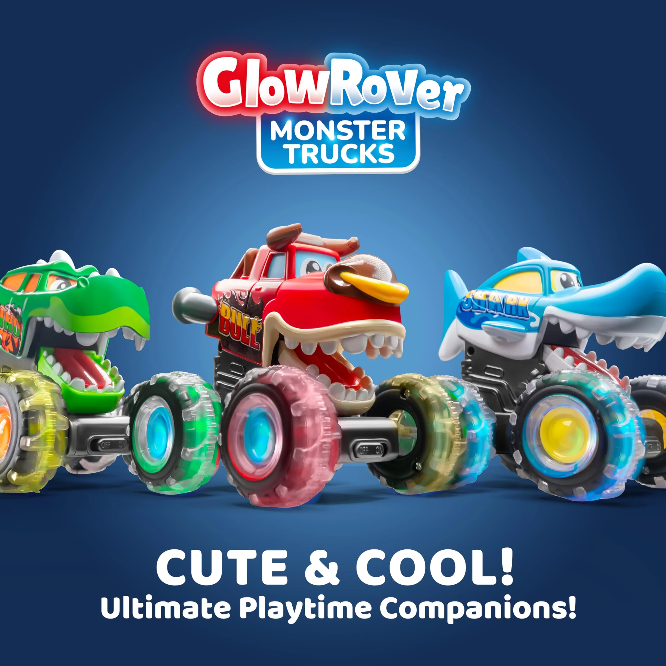 JOYIN 3 Pack Monster Truck Toy - Motion Activated Light-Up Cars for Toddlers - Monster Treads Lightning Wheels - Baby Toy Trucks - Press & Go Cars for Kids Boys Birthday Gifts for Christmas - Image 4