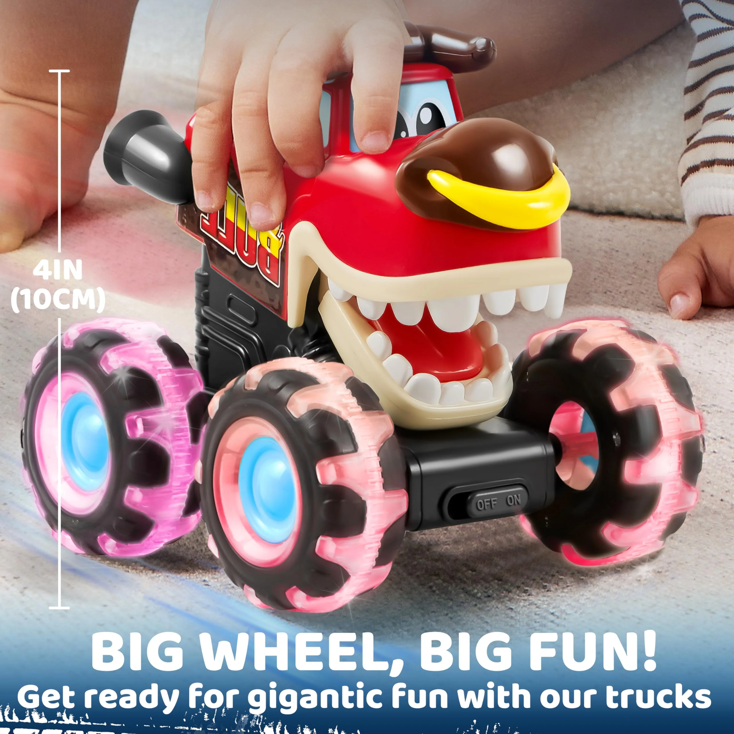 JOYIN 3 Pack Monster Truck Toy - Motion Activated Light-Up Cars for Toddlers - Monster Treads Lightning Wheels - Baby Toy Trucks - Press & Go Cars for Kids Boys Birthday Gifts for Christmas - Image 6