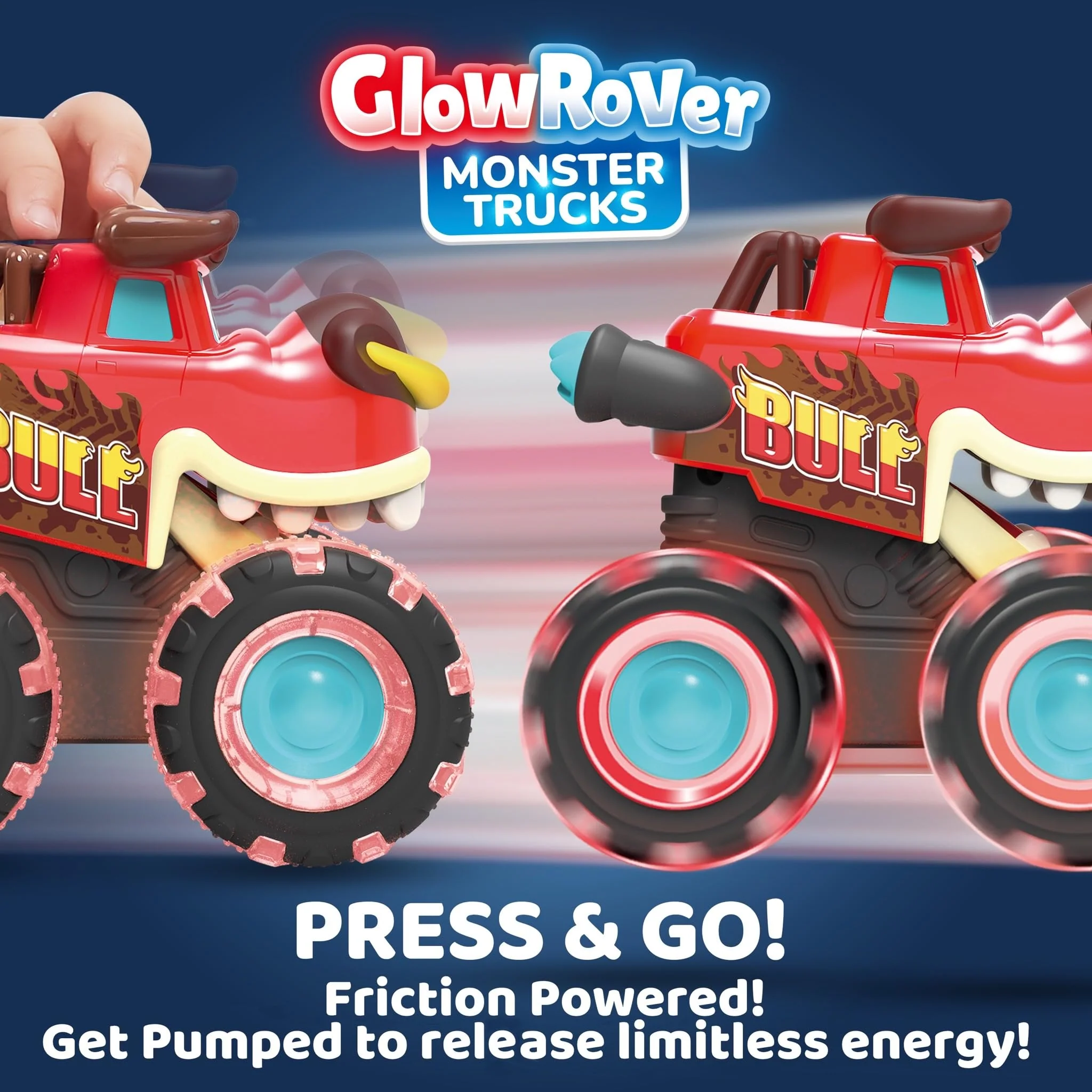 JOYIN 3 Pack Monster Truck Toy - Motion Activated Light-Up Cars for Toddlers - Monster Treads Lightning Wheels - Baby Toy Trucks - Press & Go Cars for Kids Boys Birthday Gifts for Christmas - Image 8