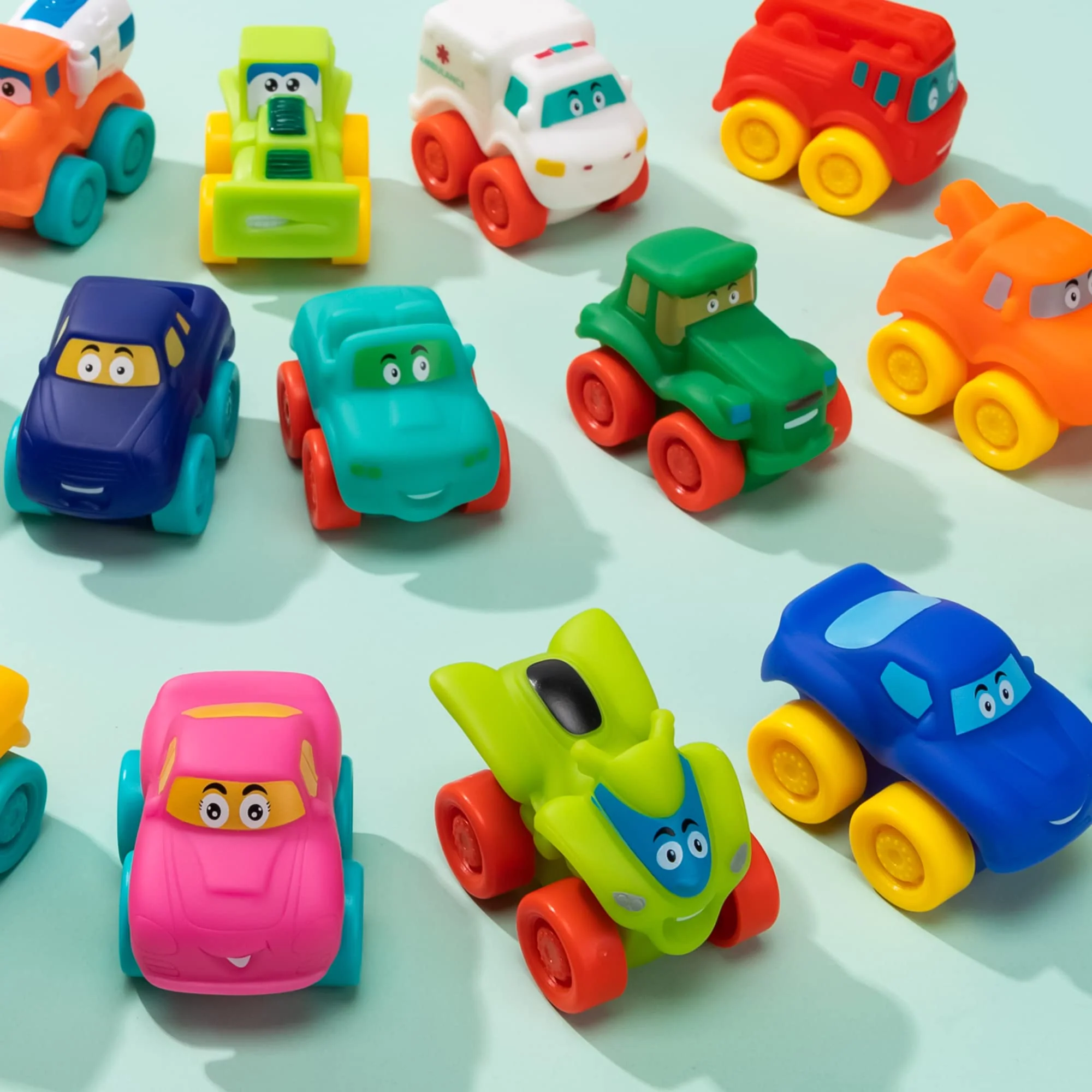 JOYIN Cartoon Cars, Soft Rubber Toy Car Set, Mini Vehicles, Bath Toy Car for Toddlers, Christmas Great Gift for Boys and Girls, Summer Beach and Pool Activity, Party Favors for Kids - Image 2