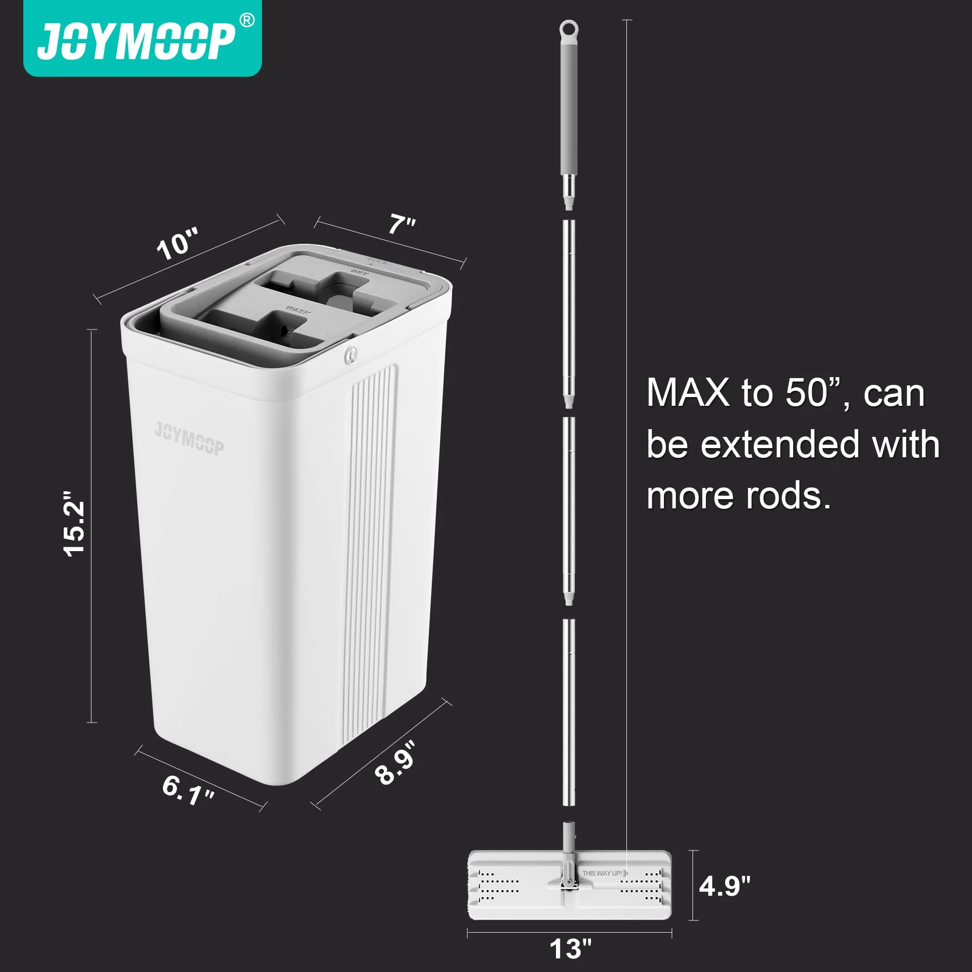 JOYMOOP Hands-Free Self-Cleaning Microfiber Mop and Bucket with Wringer Set for Home, Mops for Floor Cleaning and Wall Cleaner, Hardwood, Tile, Laminate, Vinyl Floors, Smooth Walls, and Glass Windows - Image 4