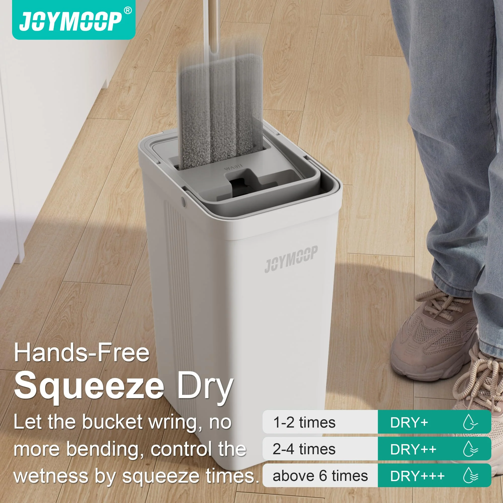 JOYMOOP Hands-Free Self-Cleaning Microfiber Mop and Bucket with Wringer Set for Home, Mops for Floor Cleaning and Wall Cleaner, Hardwood, Tile, Laminate, Vinyl Floors, Smooth Walls, and Glass Windows - Image 9