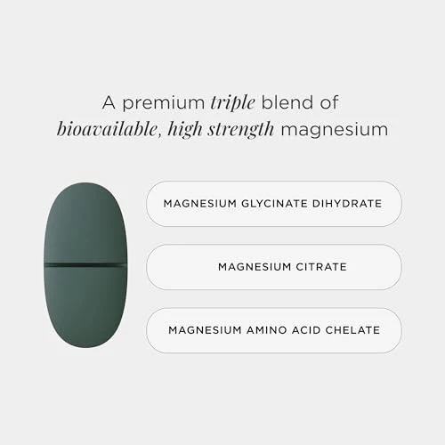JSHealth Vitamins Double Strength Magnesium Supplements with Magnesium Glycinate & Citrate for Muscle Relaxation (60 Tablets) - Image 3