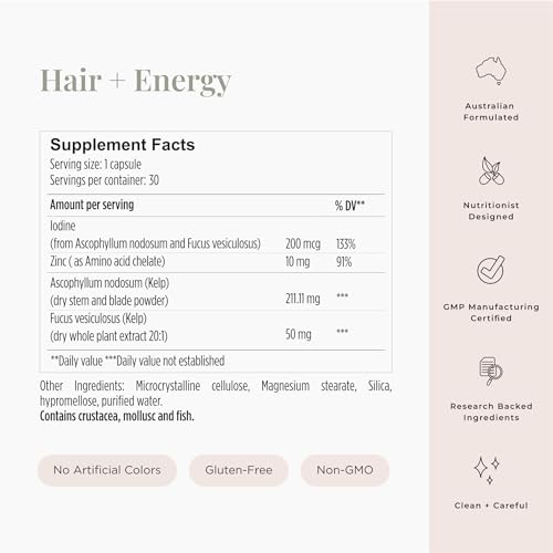 JSHealth Vitamins Hair and Energy Formula Hair Growth Vitamins | Hair Vitamins for Women and Men | Zinc and Iodine Hair Supplements for Hair Growth | Hair Loss Supplements | (30 Capsules) - Image 2