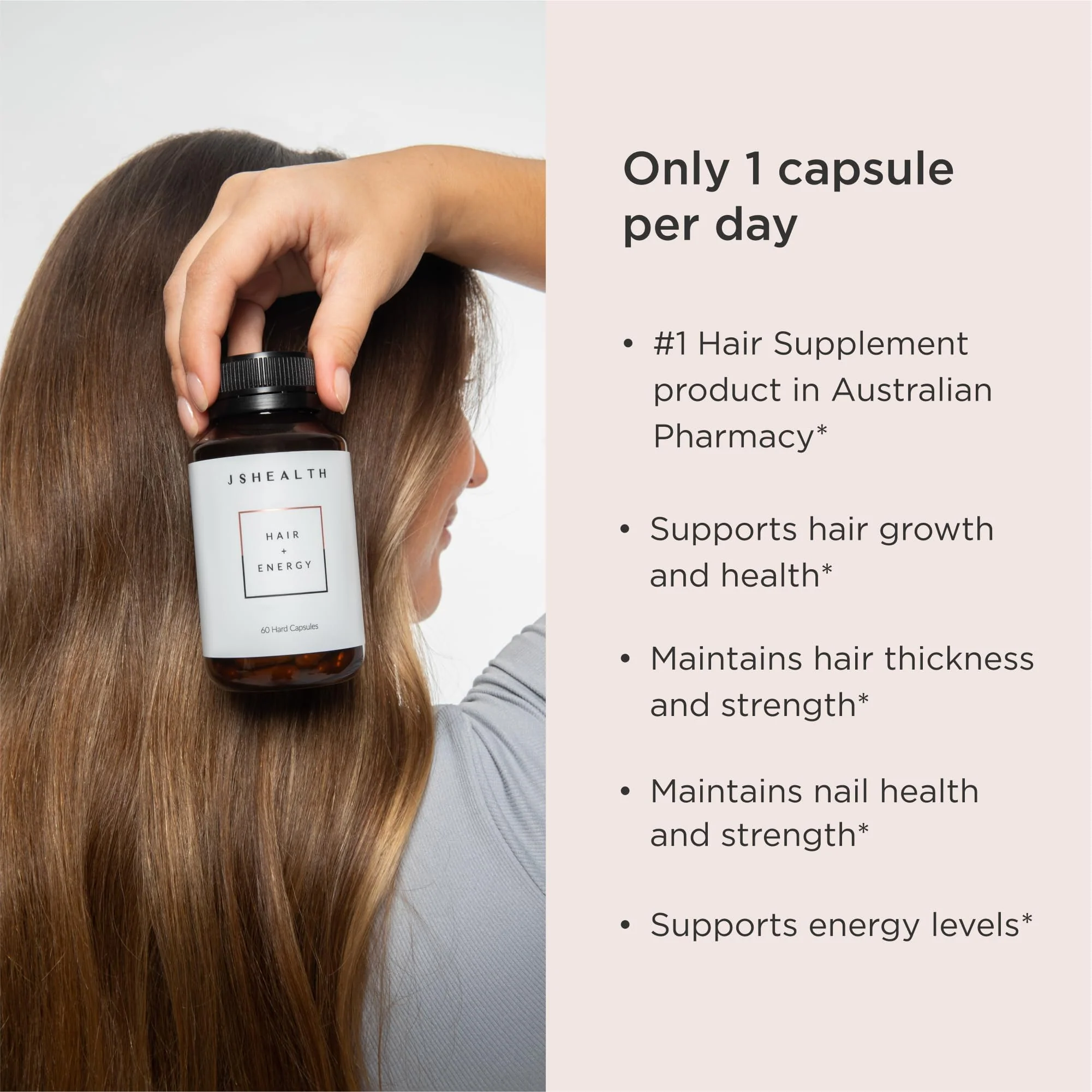 JSHealth Vitamins Hair + Energy Formula | Hair Vitamins for Women and Men with Iodine and Zinc | Supports Hair Strength, Energy Levels, and Healthy Hair Maintenance (60 Capsules Pack of 2) - Image 5
