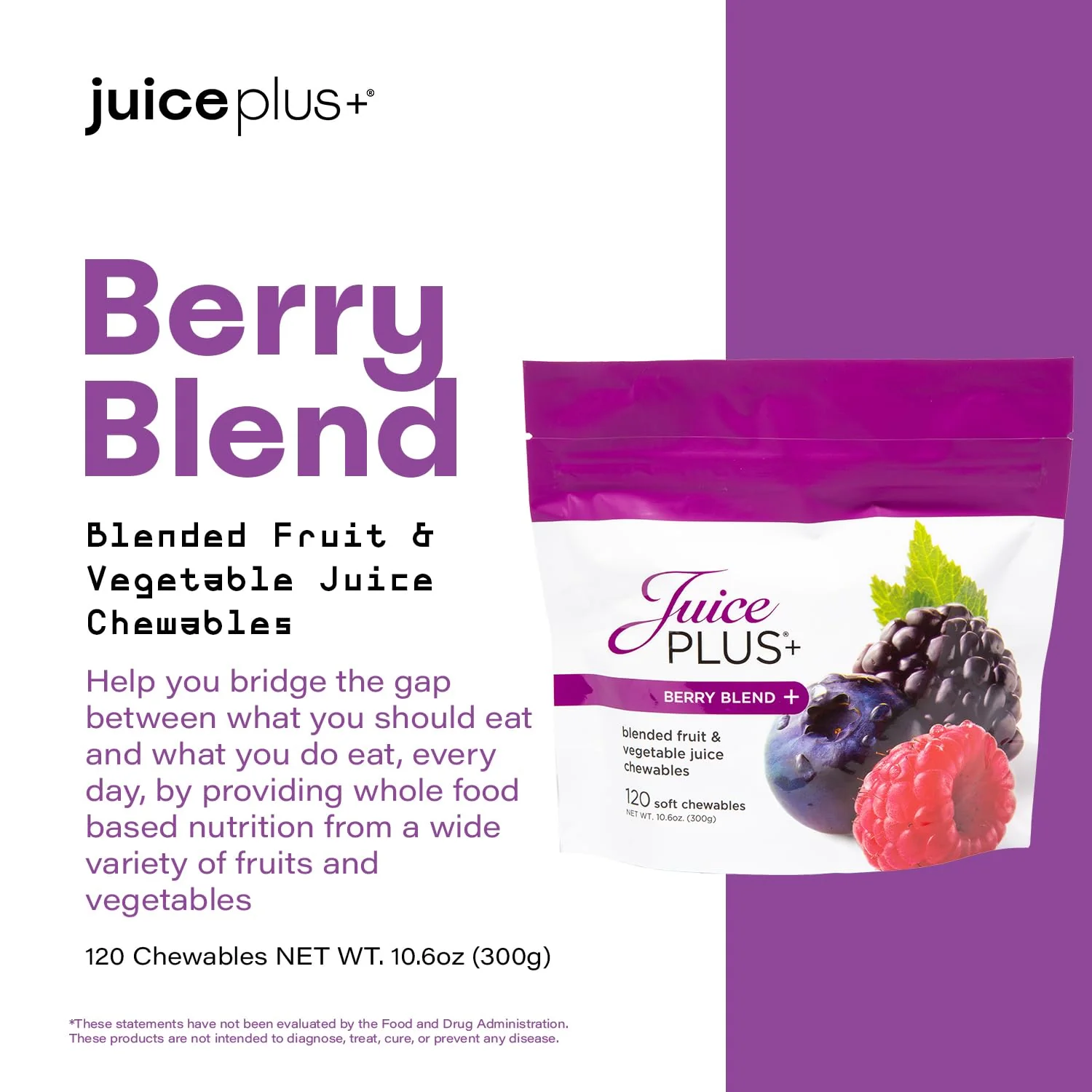 Juice Plus+ Berry Blend Soft Chews - Tasty, Vegan Gummies for All Ages - Nutrients from 12 Superfood Ingredients Including Elderberry, Raspberry, Bilberry, Blueberry & More - 120 Chewables - Image 4