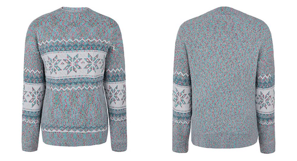 JUNBOON Women's Crewneck Long Sleeve Christmas Snowflake Holiday Pullover Sweater Jumper - Image 2